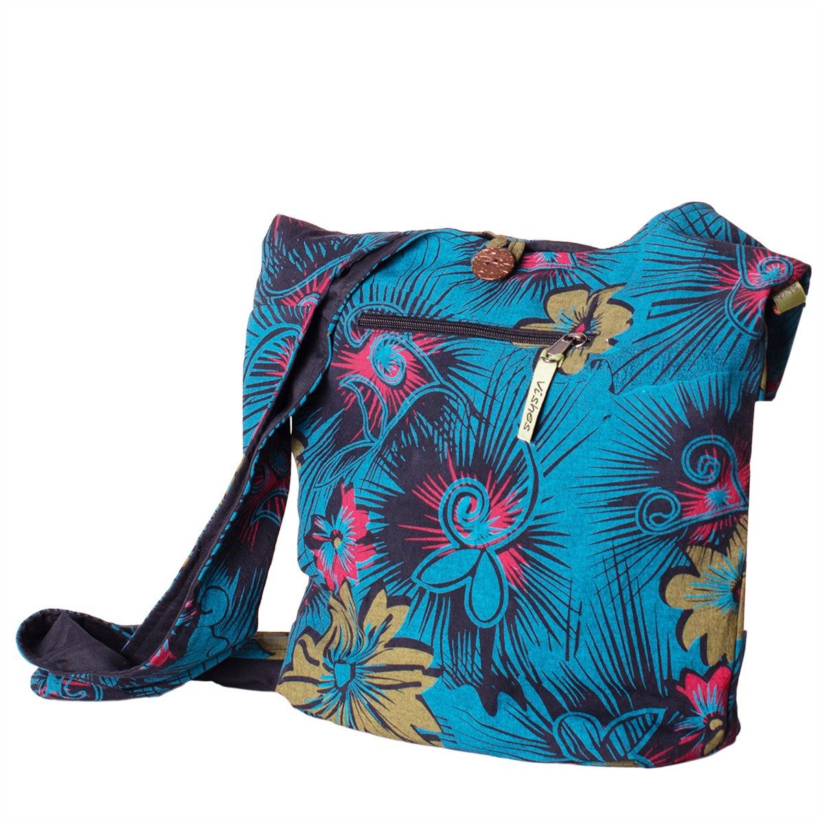Vishes Beuteltasche Schultertasche Beuteltasche aus Baumwolle Blumen Hippie Tasche, Alternative Bekleidung, Ethno, Hippie, Retro Style