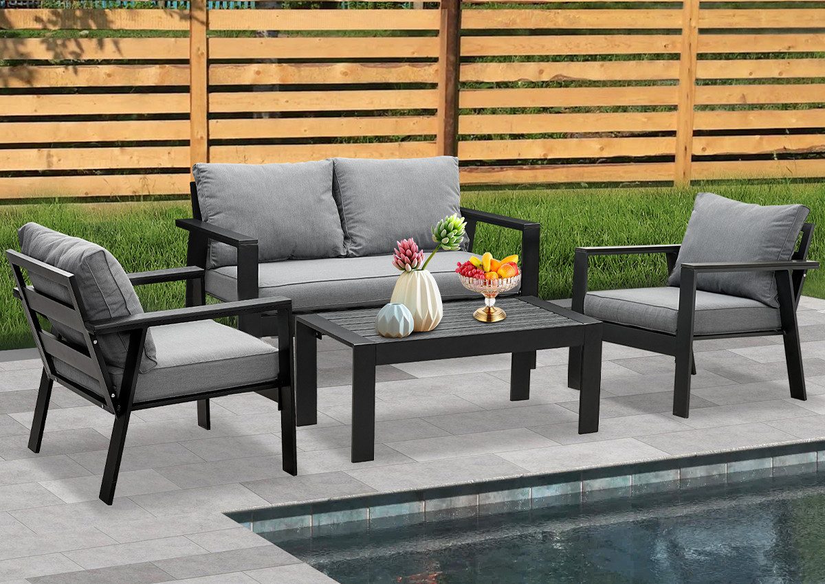 MeXo Gartenlounge-Set Gartenmöbel Set 4 Personen günstig online kaufen