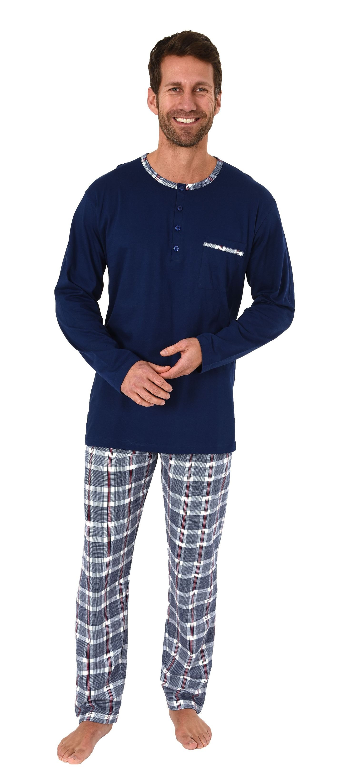 Normann Pyjama Herren Schlafanzug Pyjama mit karo Hose – Mix and Match Opti günstig online kaufen