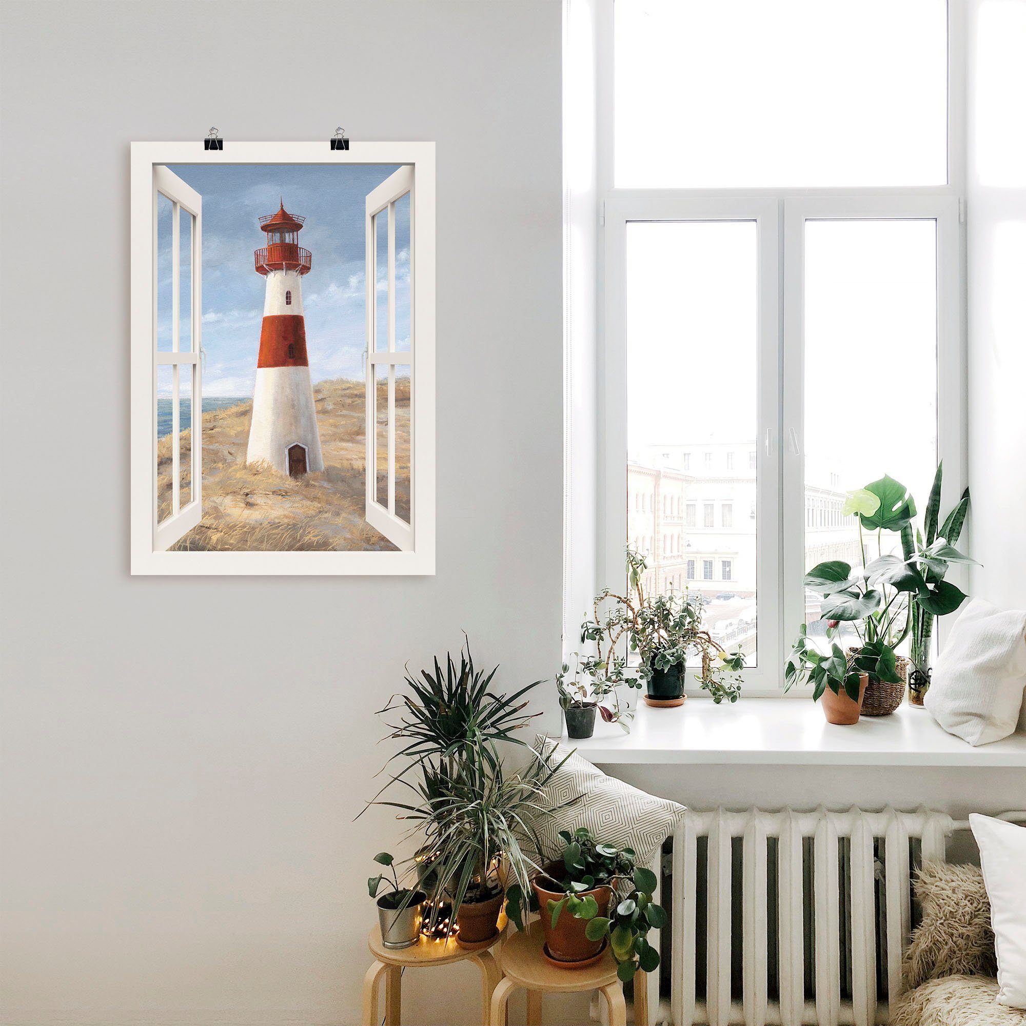 Artland Wandbild Leuchtturm I Fensterblick, Gebäude günstig online kaufen