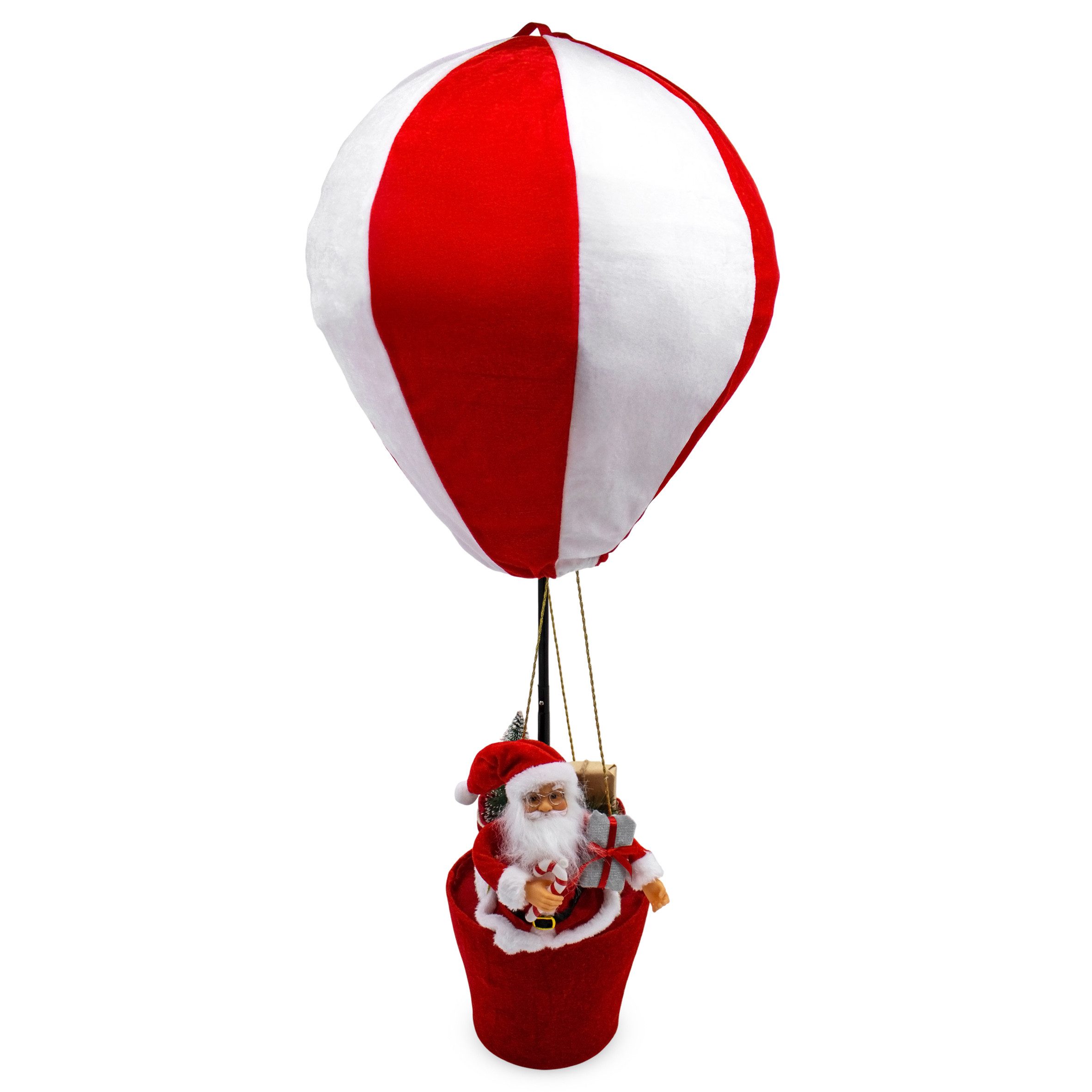 Spetebo Dekoobjekt Großer Plüsch Heißluftballon mit Weihnachtsmann (Anzahl, 1 St., groß), dank Teleskopschiene auf ca. 41 cm Höhe zu verkleinern
