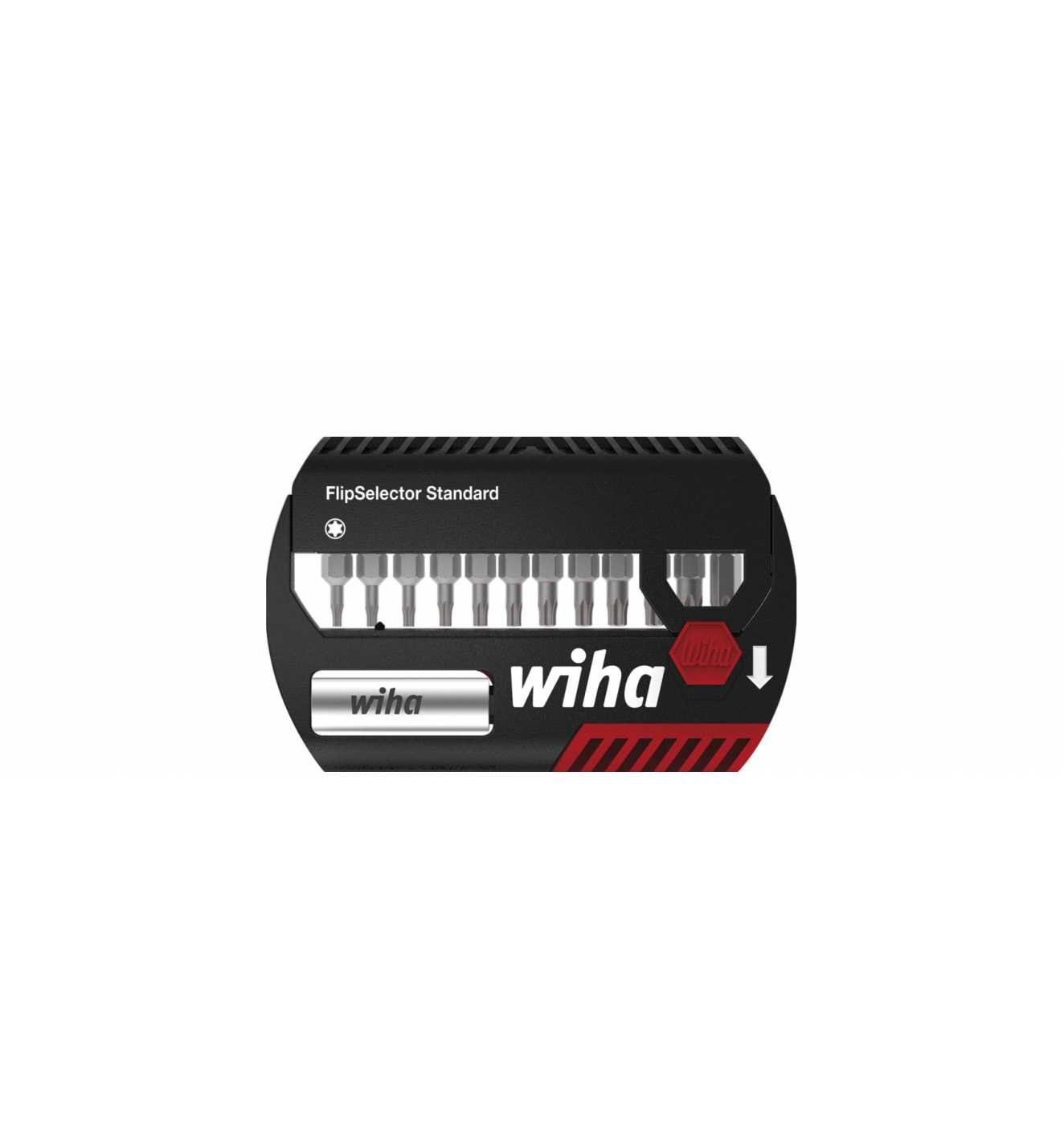 Wiha Bit-Set FlipSelector Standard 25 mm, TORX 15-tlg. 1/4" C6,3 mit Gürtelclip (39056)