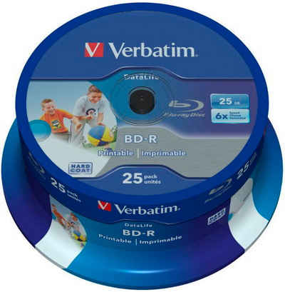 Verbatim Blu-ray-Rohling »25 Verbatim Rohlinge Blu-ray BD-R full printable 25GB 6x Spindel«