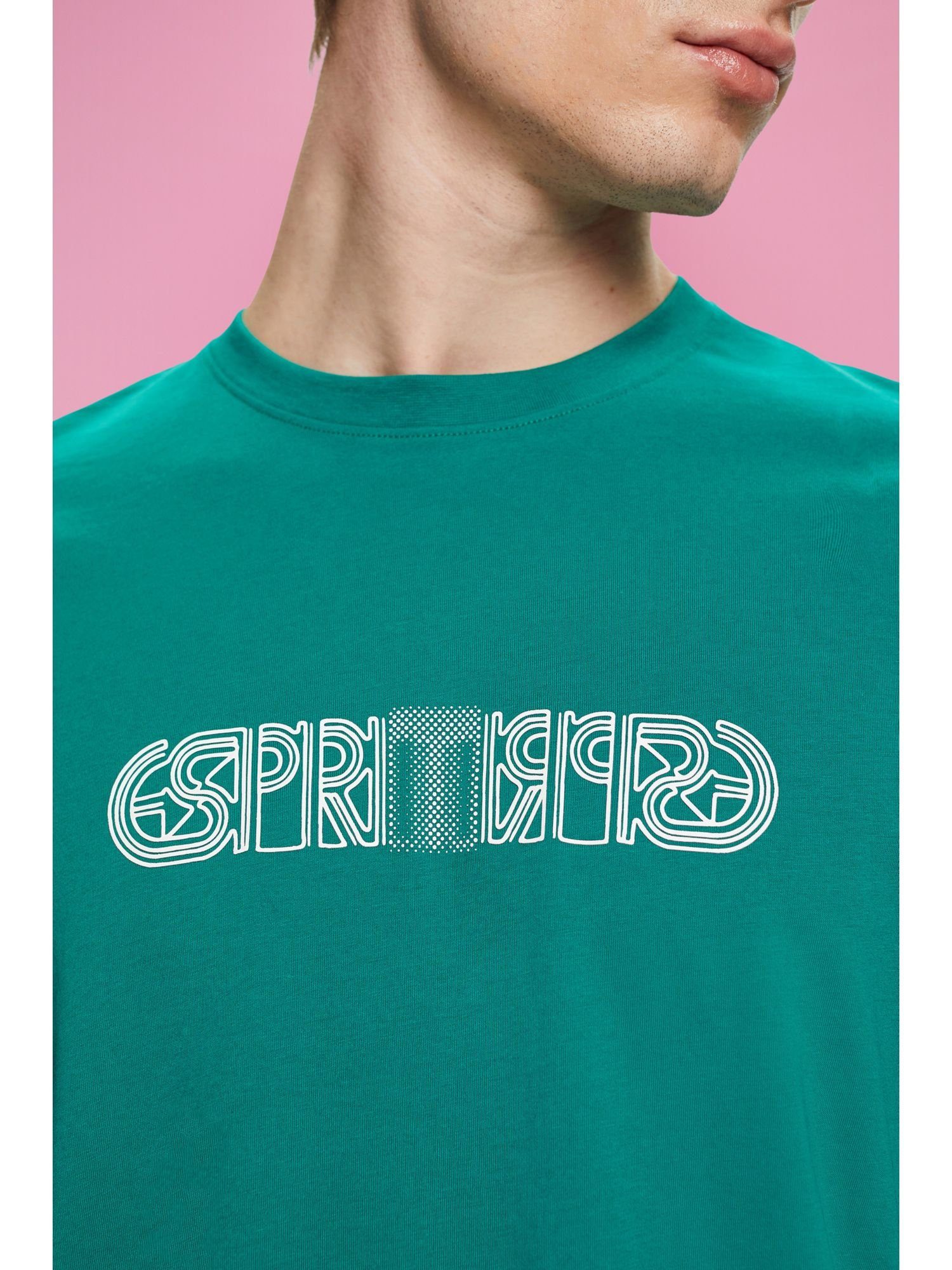 T-Shirt Passform T-Shirt EMERALD edc lockerer by mit GREEN in (1-tlg) Logo-Print Esprit