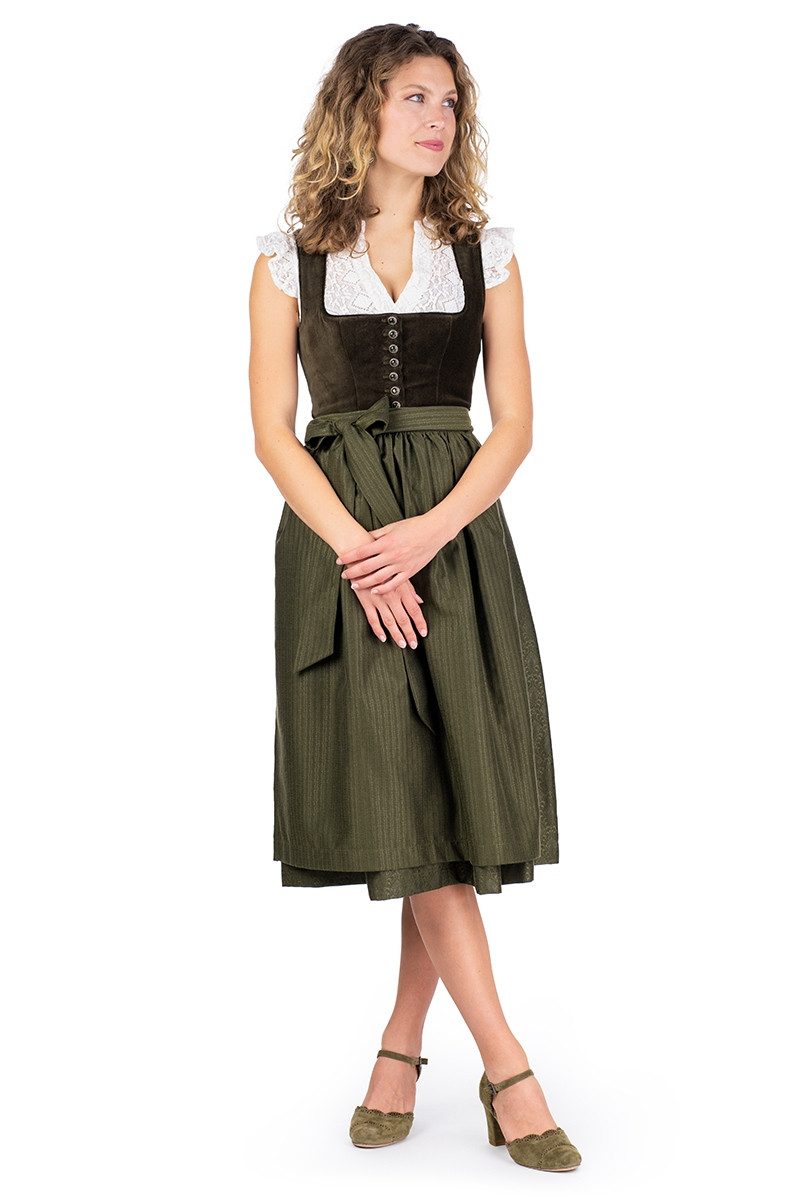 MarJo Samt Dirndl 2tlg. - NUSSDORF - olive