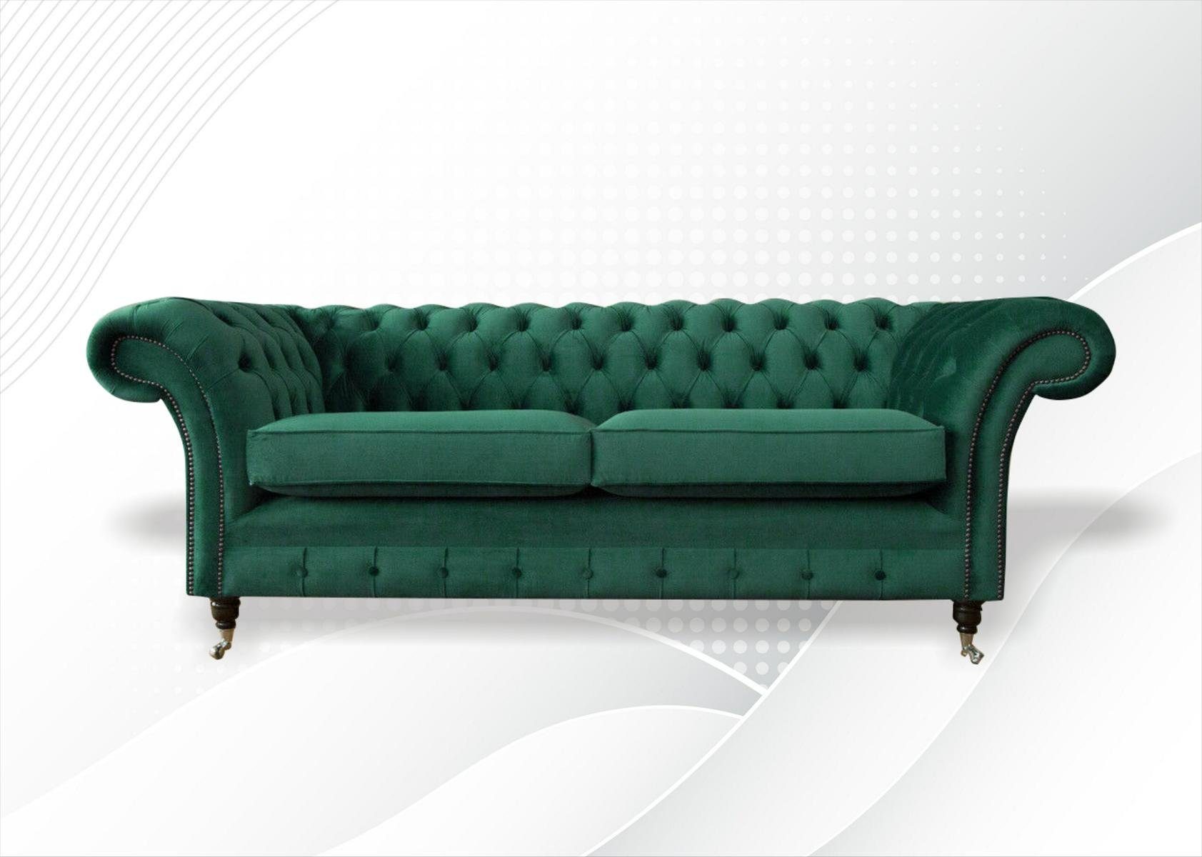 JVmoebel Chesterfield-Sofa Moderner grüner Dreisitzer Luxus Möbel 3-er Neu Polstermöbel, Made in Europe