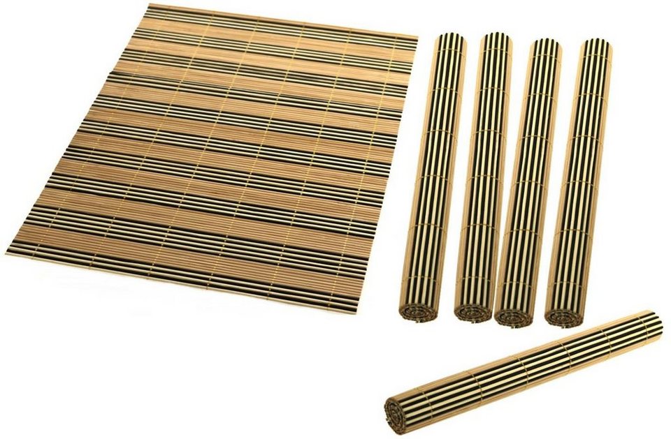 Platzset, 6 Tischsets aus Bambus 2farbig ca. 40 x 30cm, Emilja, (6-St)