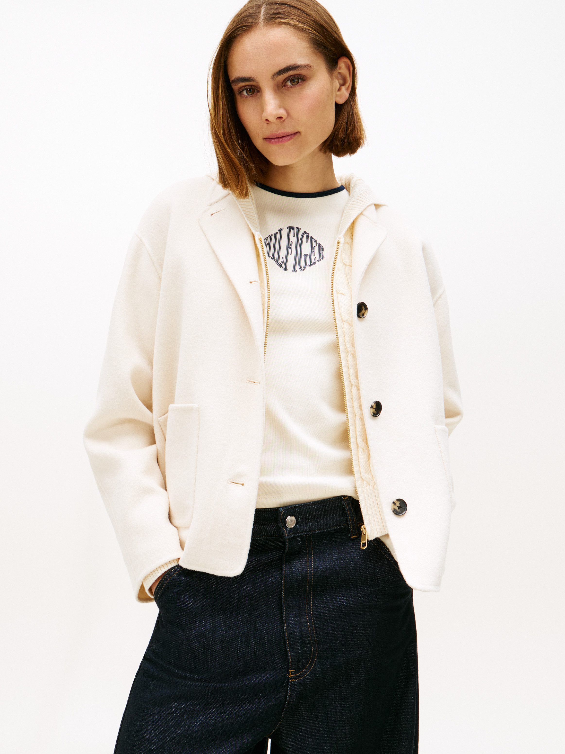 Tommy Hilfiger Bomberjacke DF WOOL SHORT BOMBER mit Wolle