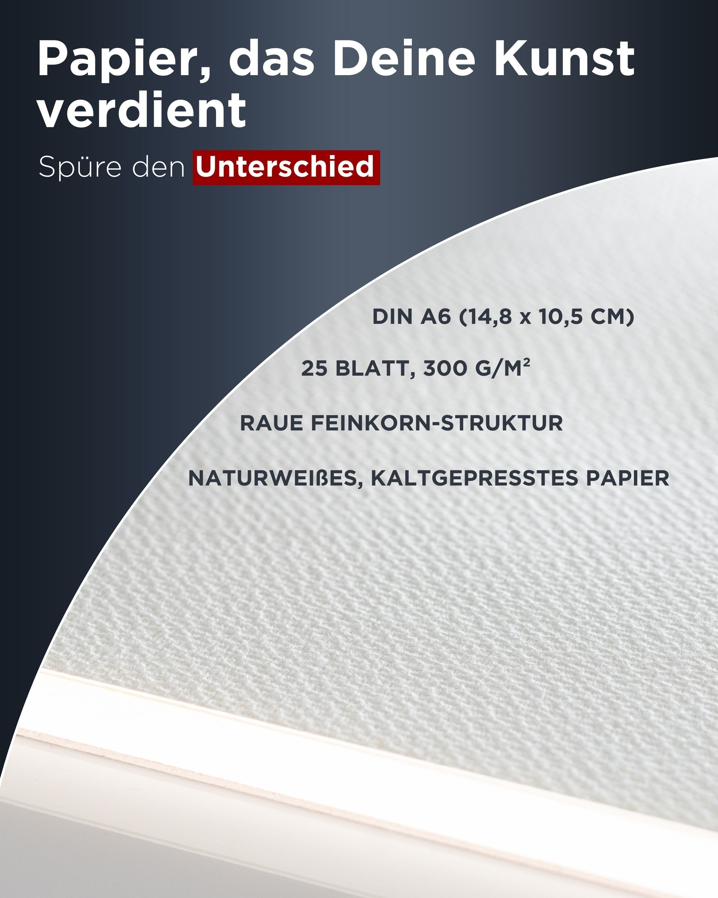 LIEBERGE Aquarellpapier Premium Postkarten A6 300g – made in Germany – 25 Blatt verleimt, 300g/m², grobes Feinkorn, verleimt, Postkarten-Vordruck