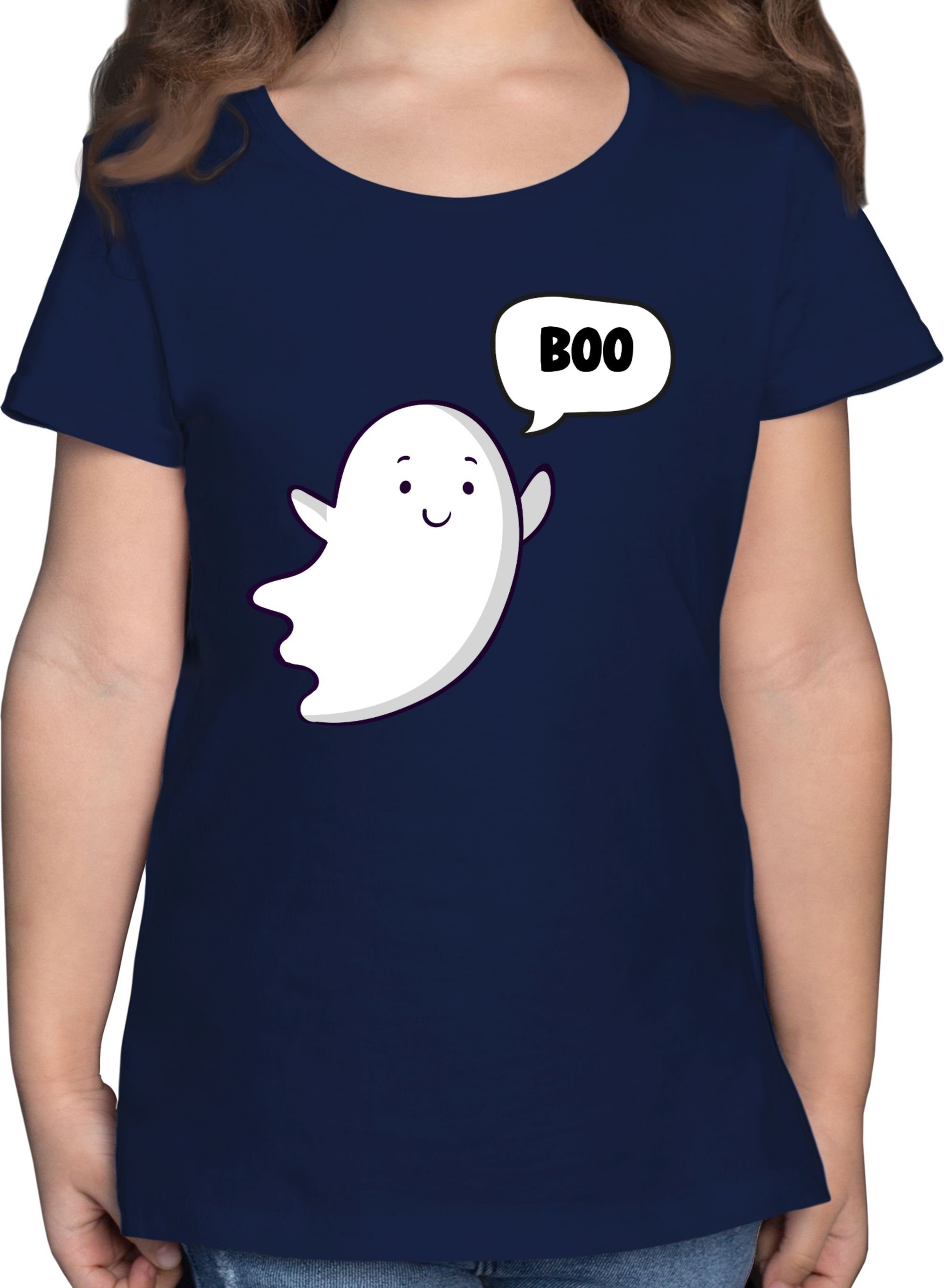 Shirtracer T-Shirt Süßer kleiner Geist Geister Gespenst Ghost Halloween Kostüme für Kinder 03 Dunkelblau