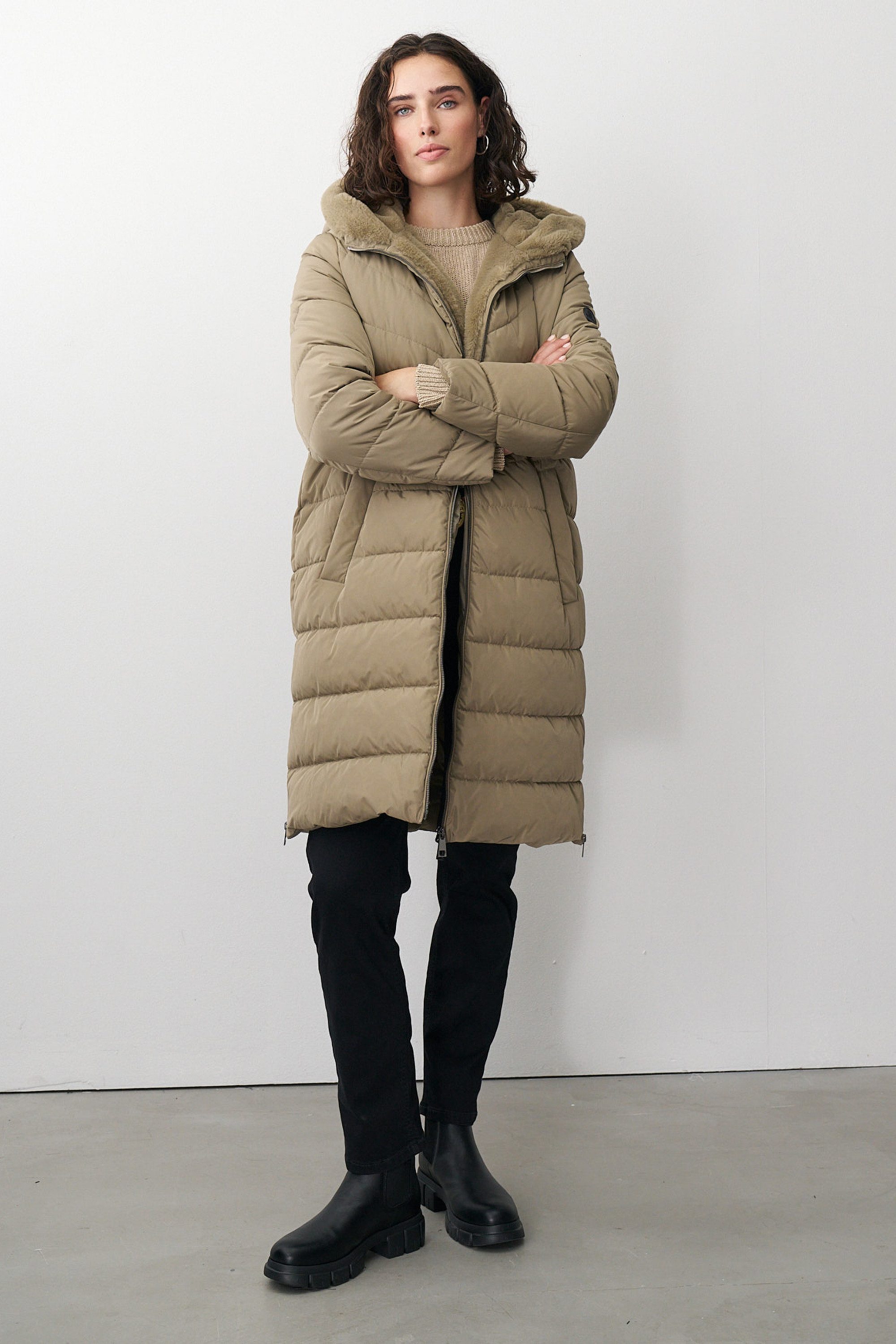 Barbara Lebek Steppmantel Wintermantel oder Damenmantel mit seitlichen Reißverschlüssen