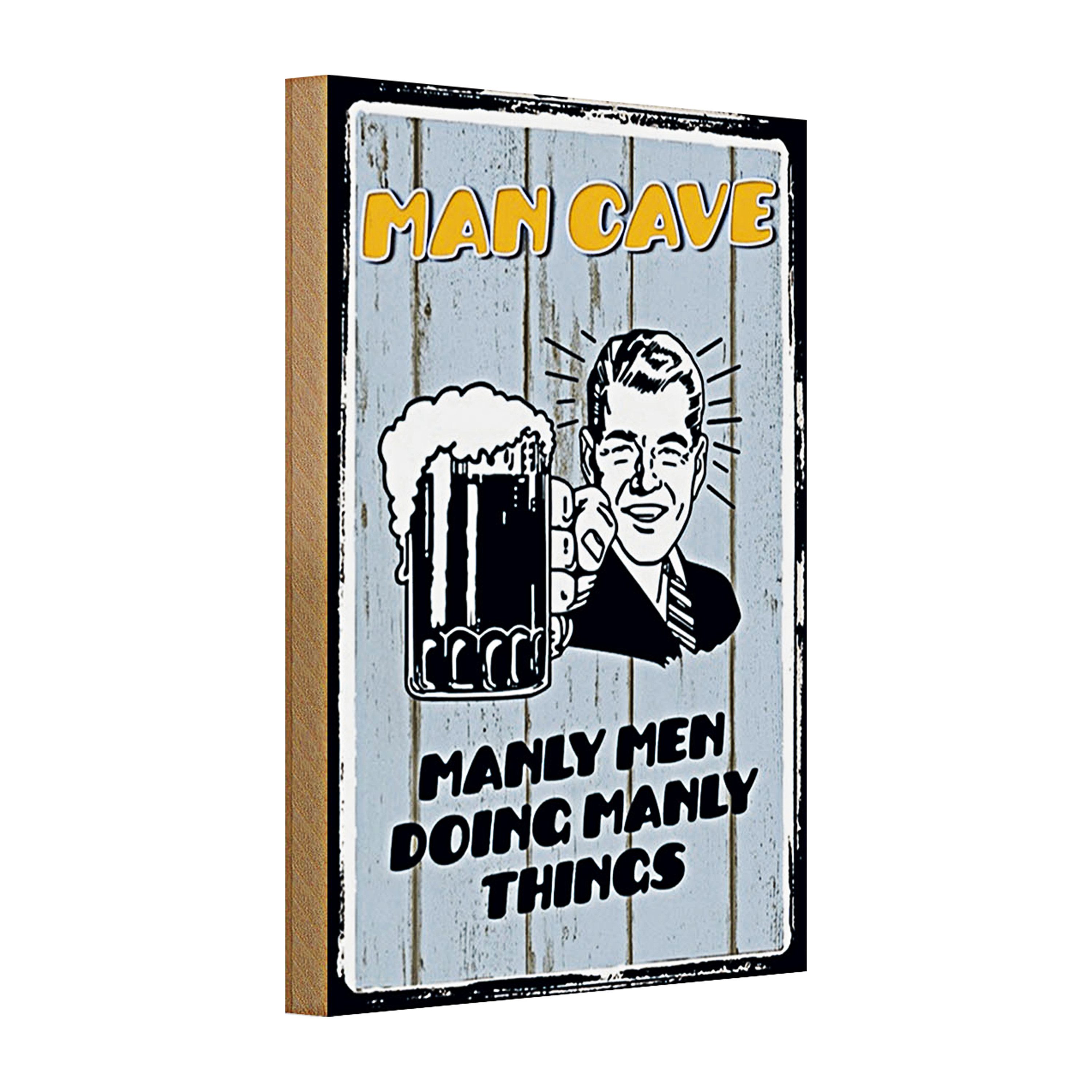 Roomando Holzbild Holzschild Spruch 20x30cm Man cave Bier manly men doing