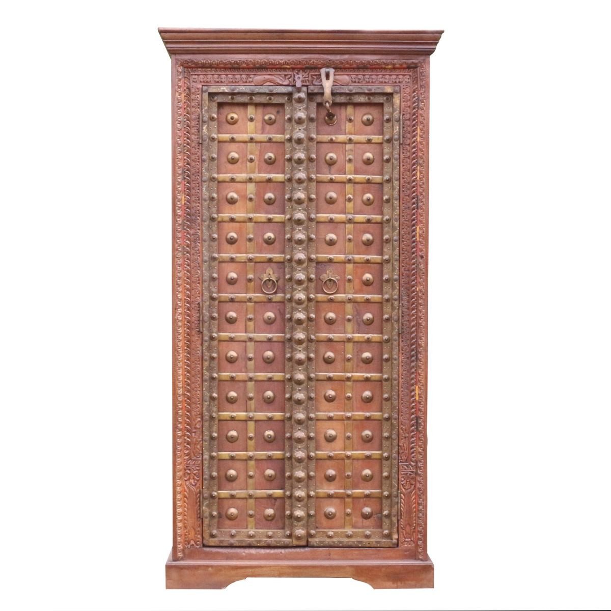 Oriental Galerie Mehrzweckschrank Braun Antik Schrank Anjali Indien 192 cm Wohnzimmerschrank, Küchenschrank, Massivholz, Antik