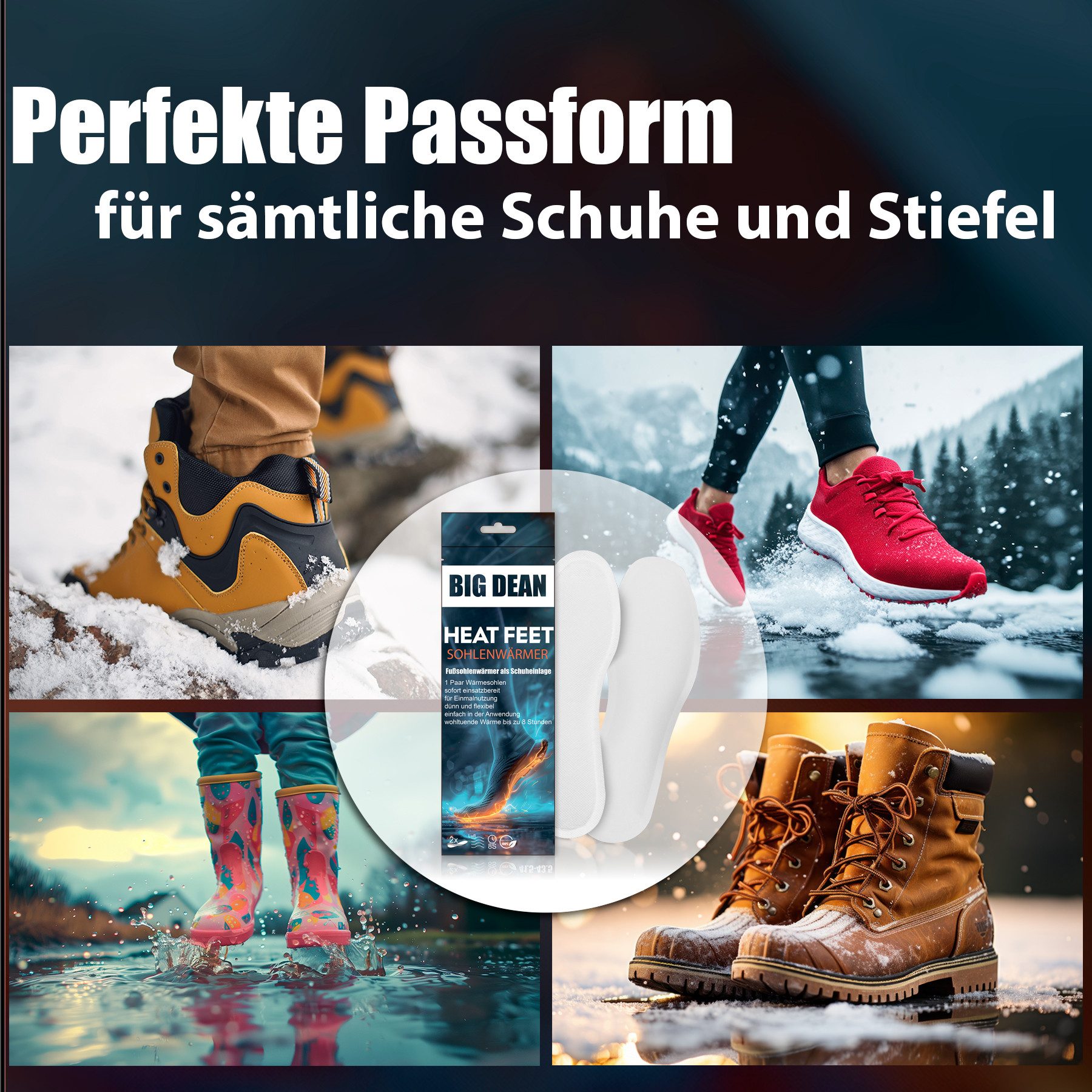 BigDean Thermosohlen 5 Paar Fußwärmer Sohlenwärmer für Schuhgröße 36-38 8h Wärme (Set, 5-tlg., 5 Paar), Sohlenwärmer für Schuhgröße 36-38