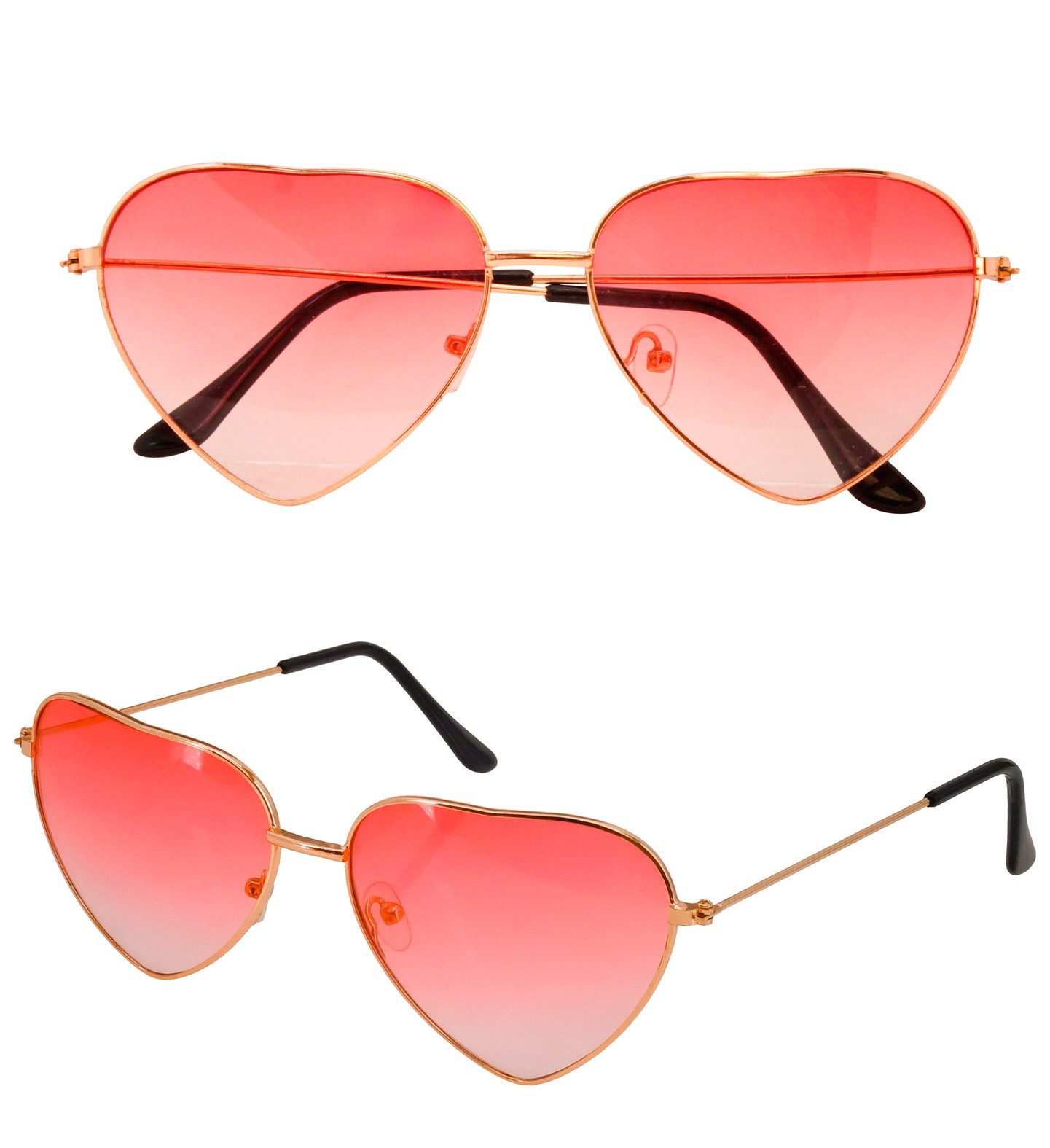 Kostüm Herzbrille mit farbigen Gläsern, Gold Rot