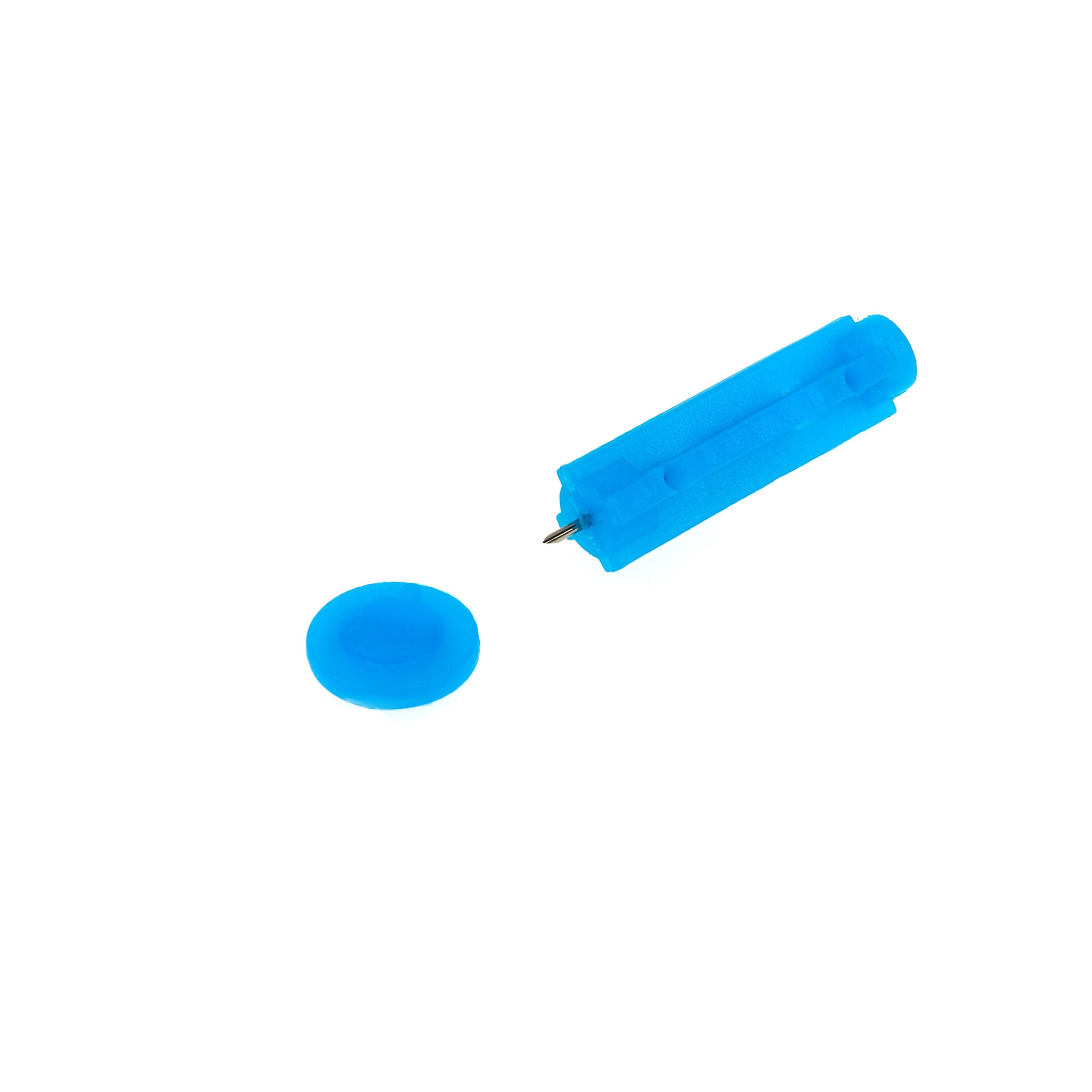 Romed Lanzetten Blutlanzetten für Stechautomat, Tri-bevel, blau, steril, 100 Stück, 100 St., 100 tlg.