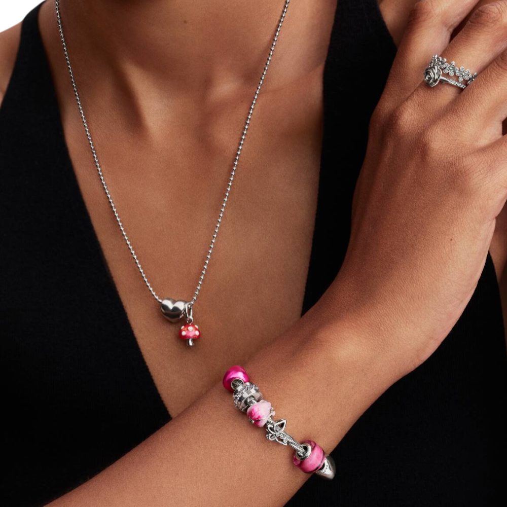 Pandora Charm-Einhänger 794376C01, leuchtet, Pilz, Rot