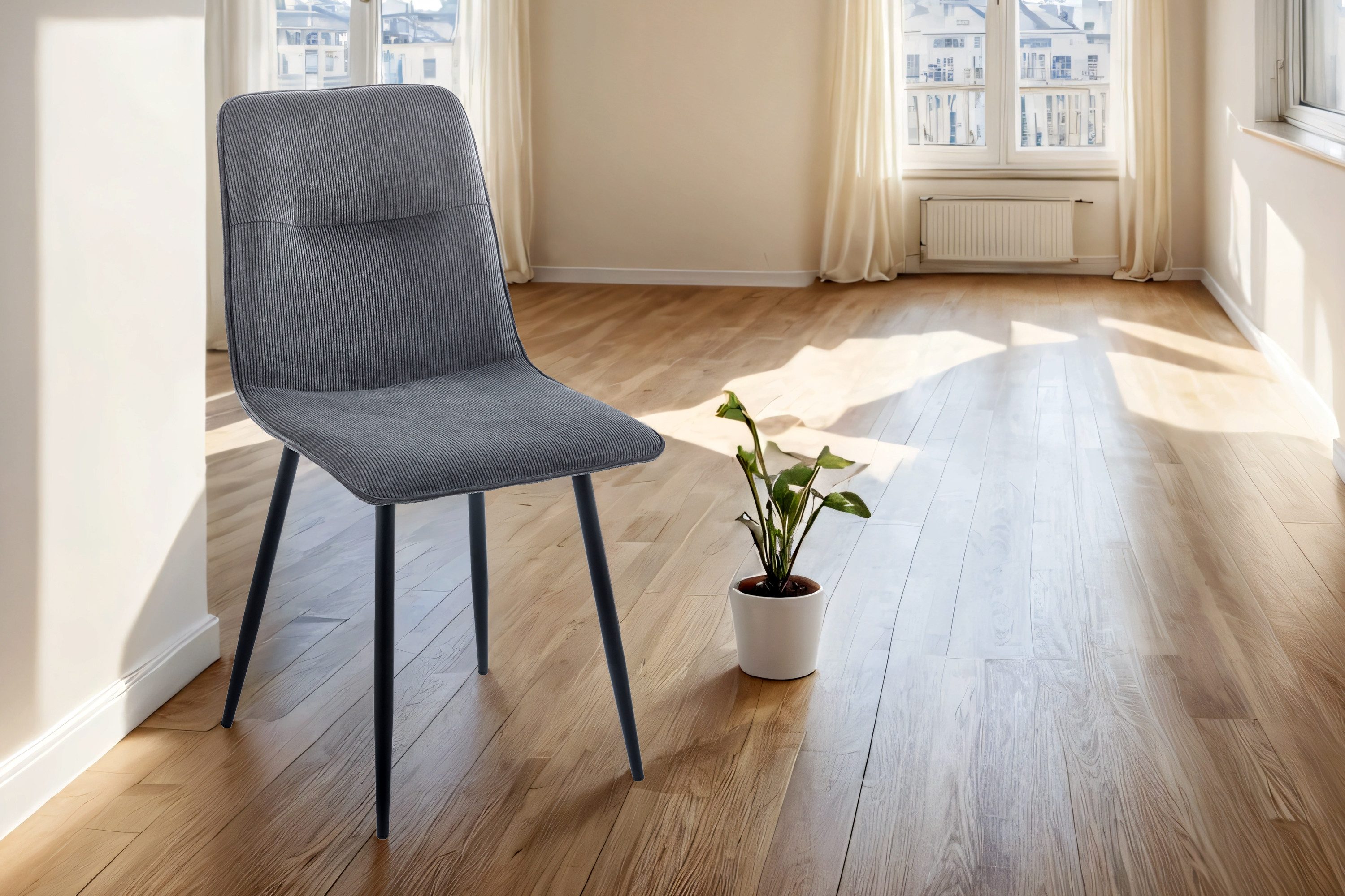 SAM® Esszimmerstuhl Suse, Schalenstuhl, Stoffbezug, Metallgestell schwarz