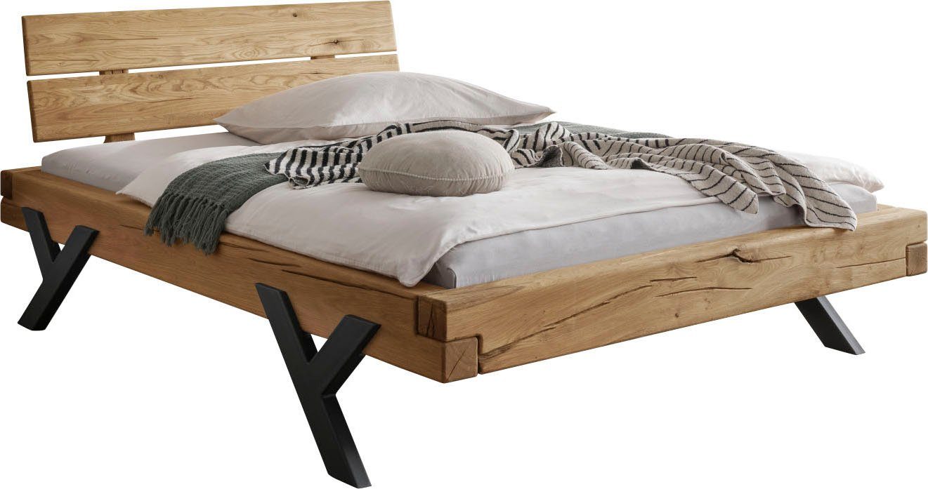 Home affaire Massivholzbett "Ultima Balkenbett Doppelbett, Füße aus Metall günstig online kaufen