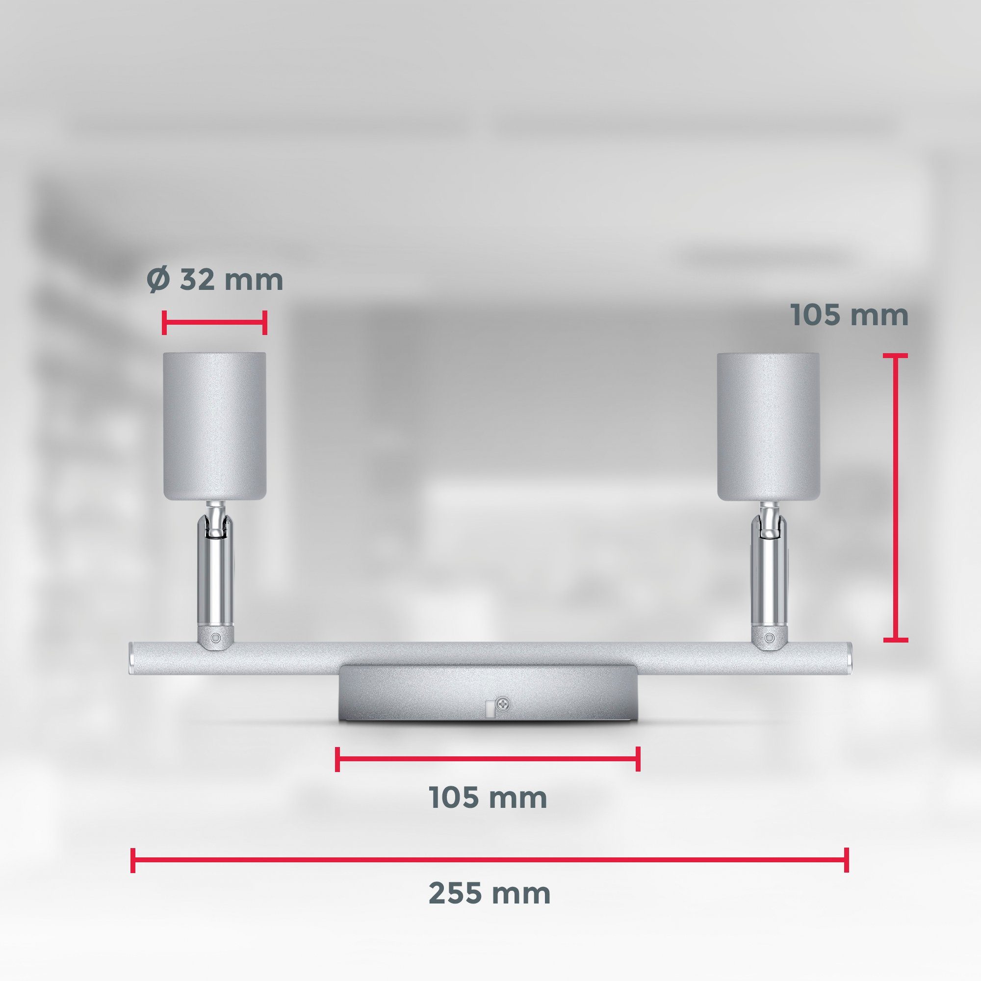 B.K.Licht Deckenspots BK_DS1408 LED 4.000K Neutralweißes LED wechselbar, Schwenkbar, 2x Neutralweiß, inkl. 400Lm, Deckenleuchte, 2-Flammige, GU10-Leuchtmittel, Titanfarbig Licht, 2x 5W