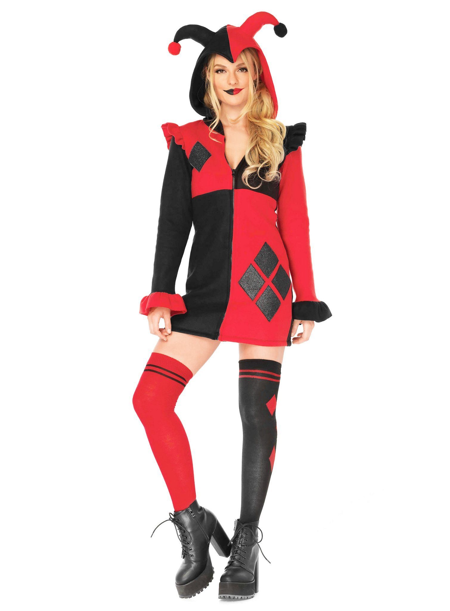 Clown-Kostüm Harlekina Hoodie Dress - Kostümkleid für Fasching