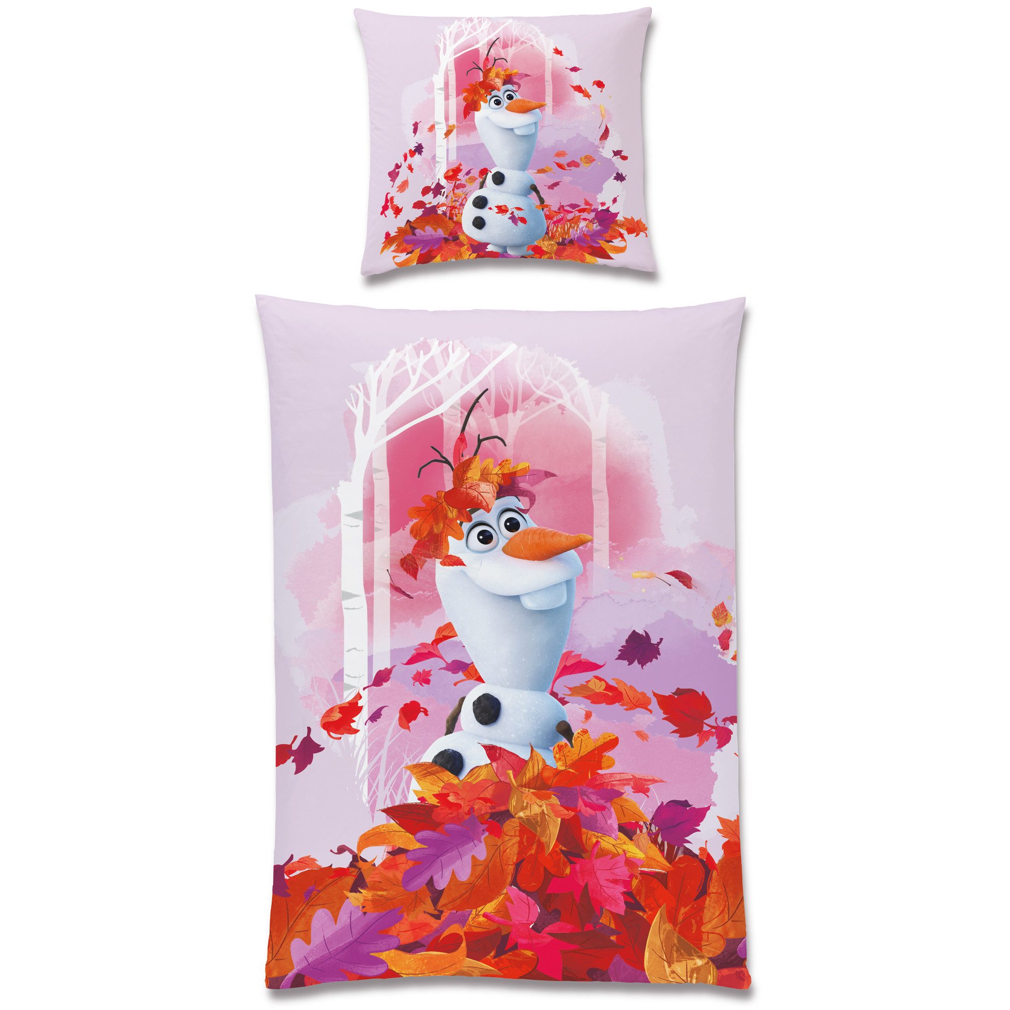 BERONAGE Kinderbettwäsche Frozen Die Eiskönigin Olaf Summer Bettwäsche Biber / Flanell, 100% Baumwolle, 2 teilig, 135x200 + 80x80 cm