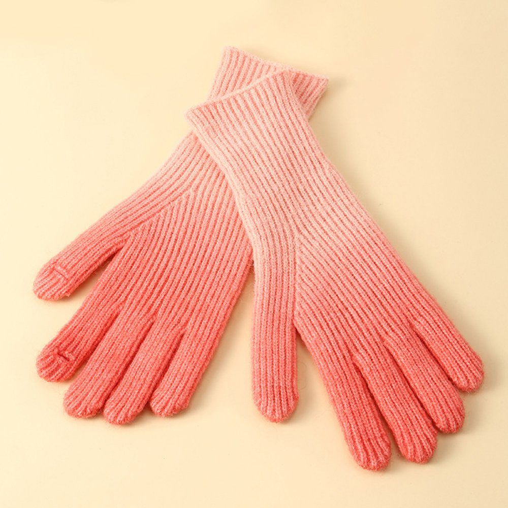 ZanMax für Damen Rosa Trikot-Handschuhe Thermo-Strickhandschuhe (Einheitsgröße)