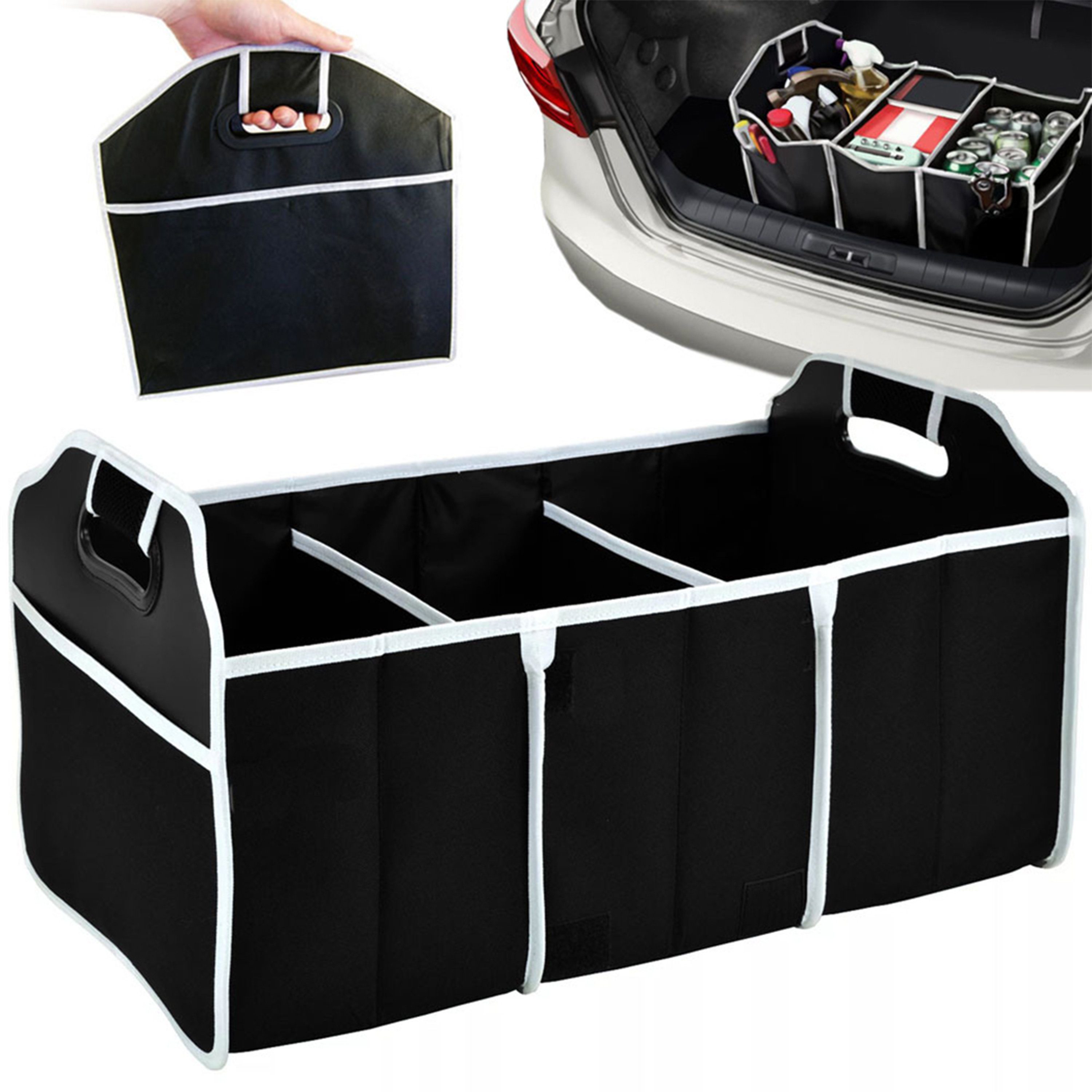 H-basics Organizer Kofferraum Organizer - Auto, Kofferraumtasche Faltbox  mit mit vielen Fächern, Aufbewahrungsbox Taschen, Faltbar