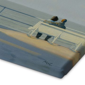Posterlounge Leinwandbild Mark van Crombrugge, Bank am Meer, Flur Maritim Malerei