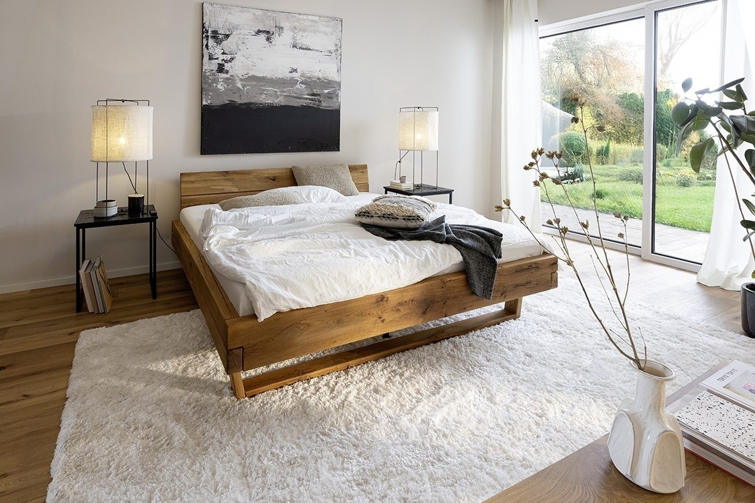 freiraum Massivholzbett Avalon, 140x200 cm in Wildeiche, Massivholz - 153x90x213 cm (BxHxT)