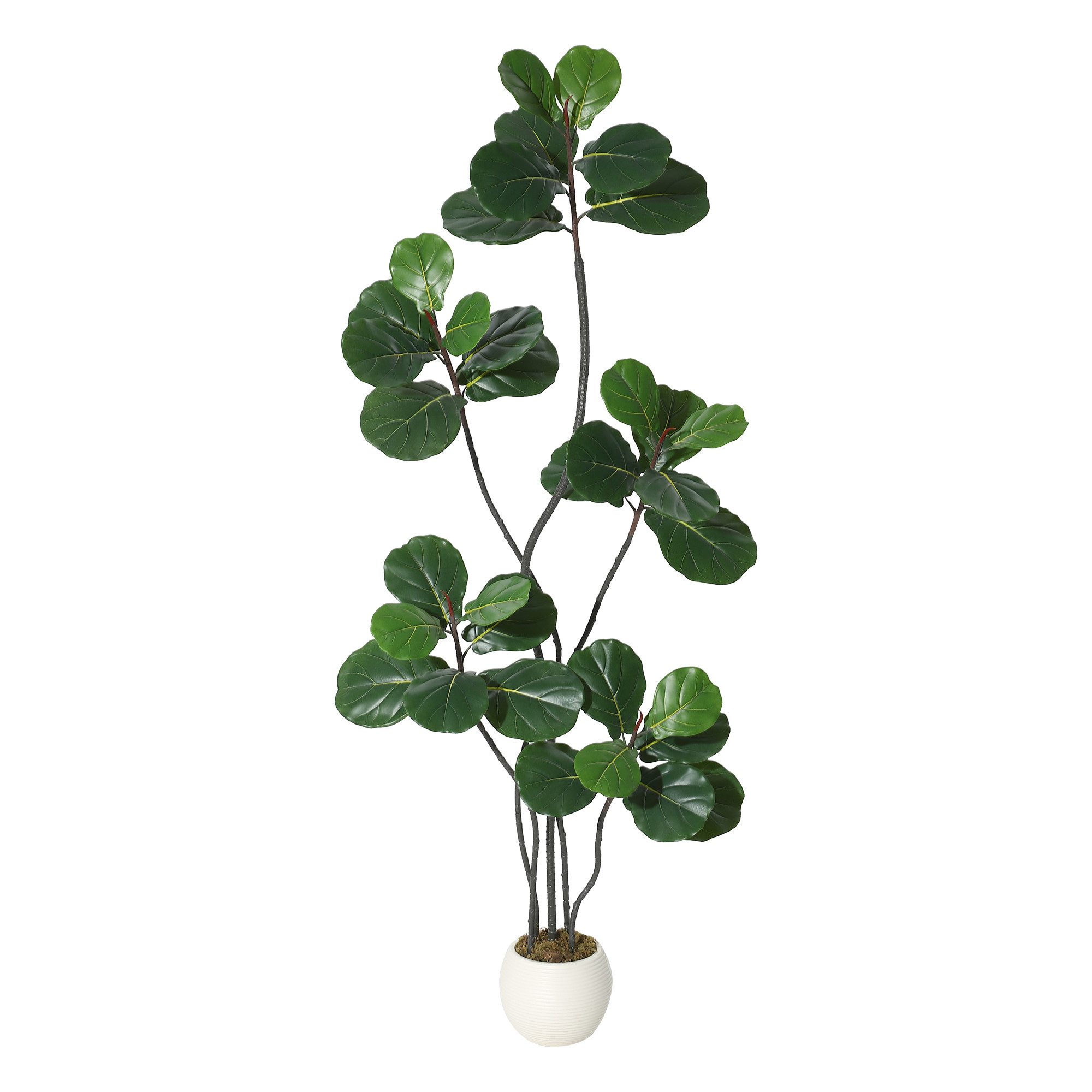 Kunstbaum Kunst-Ficus Lyrata 152 cm – inkl. weißem Topf, biegsam, GarveeMore, Höhe 183 cm, Realistisch, pflegefrei, formbare Äste – für Wohnzimmer & Büro