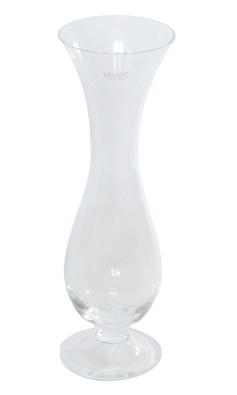 JS GartenDeko Dekovase Glasvase Vase auf Fuß H 16 cm Blumenvase klein aus Glas transparent