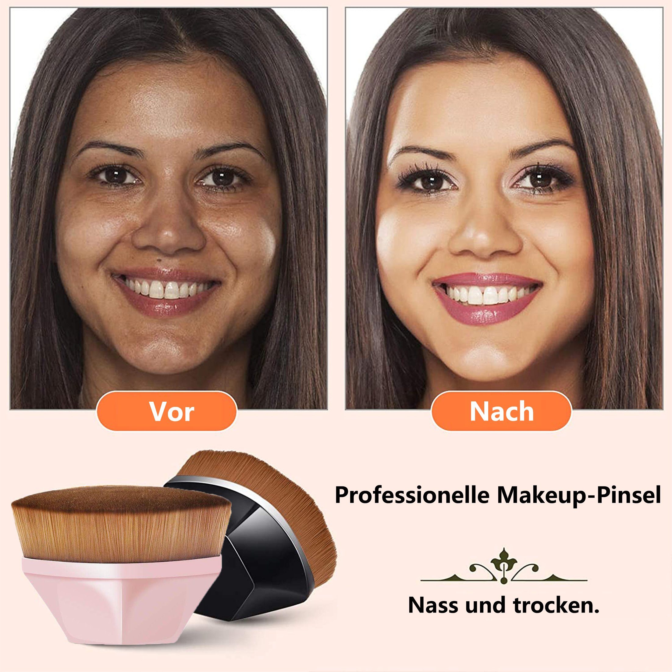 Scheiffy Foundationpinsel Foundation-Pinsel, 2 Stück, für Hauttyp für jeden Frauen Mit Make-up-Pinsel, Kunststoffbox, Schönheitswerkzeuge