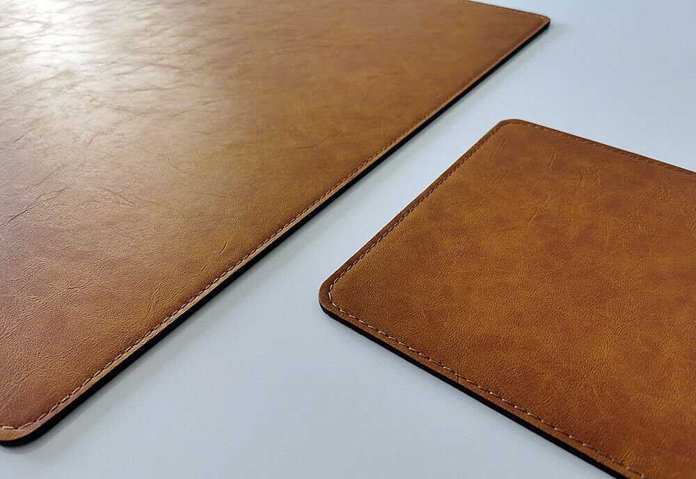 Thumbnail - Profi Mats Schreibtischunterlage PM Schreibtischunterlage mit Mauspad in Lora Leder 90 x 50 Senft Braun