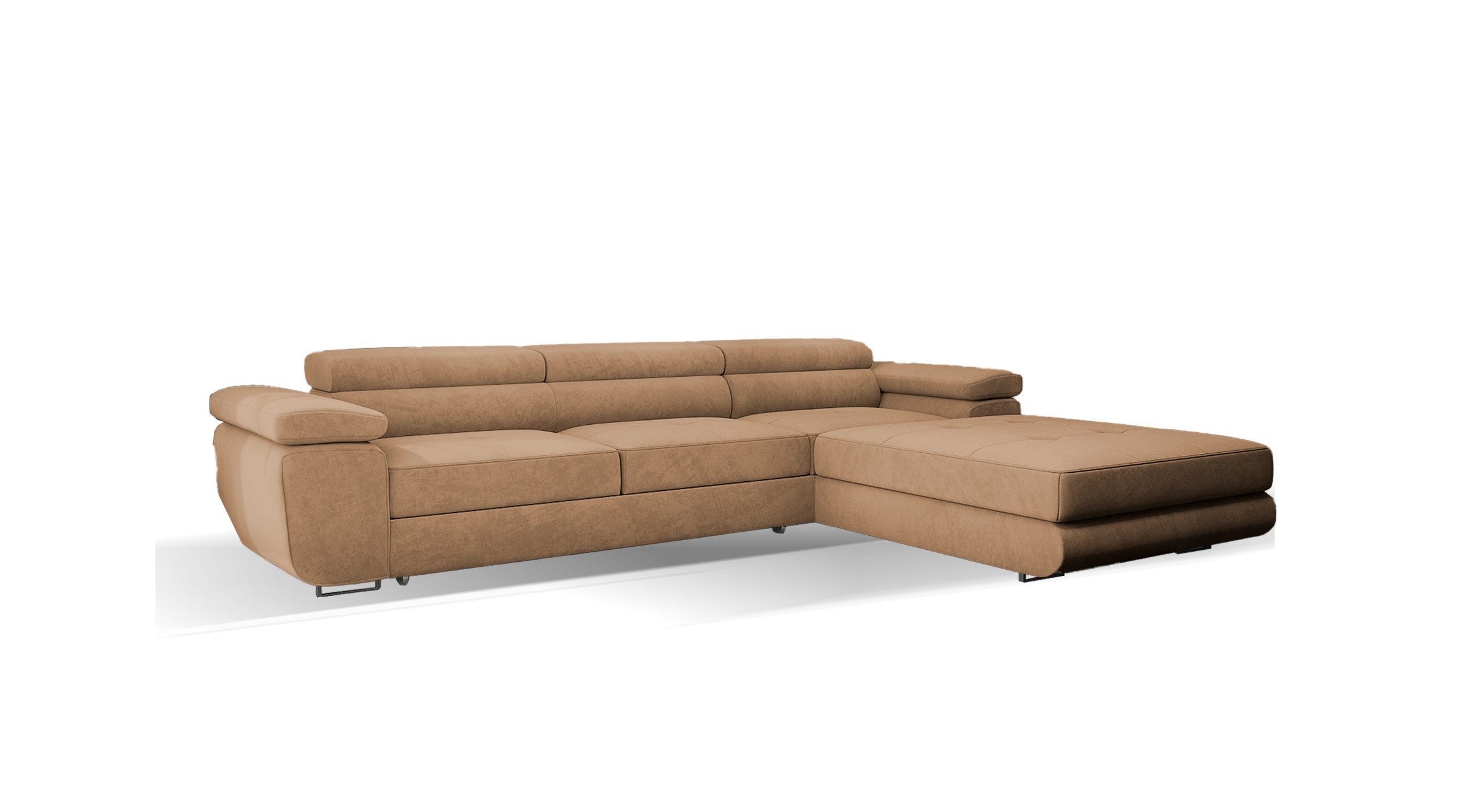 Goldstoff Ecksofa mit Schlaffunktion und Bettkasten, günstig online kaufen