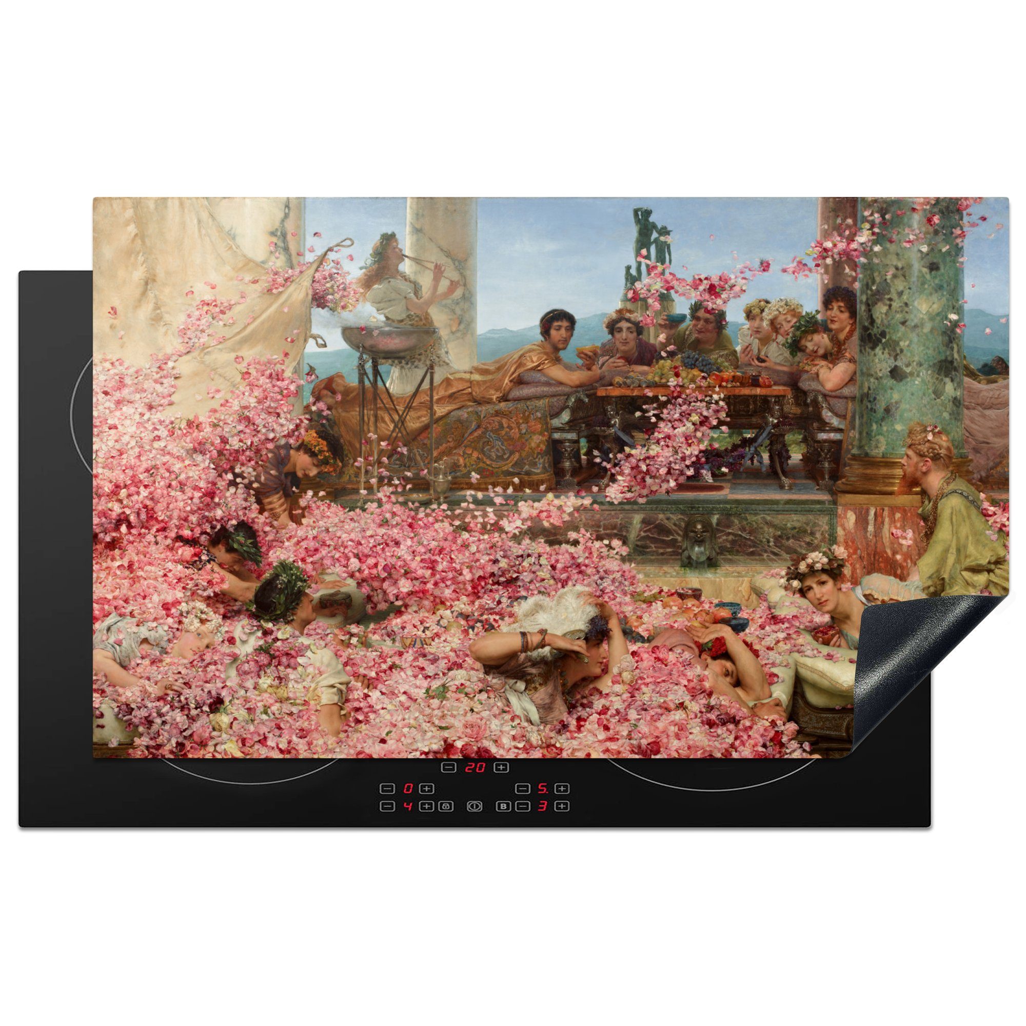 MuchoWow Herdblende-/Abdeckplatte Die Rosen des Heliogabalus - Lawrence Alma Tadema, Vinyl, (1 tlg), 83x51 cm, Ceranfeldabdeckung, Arbeitsplatte für küche