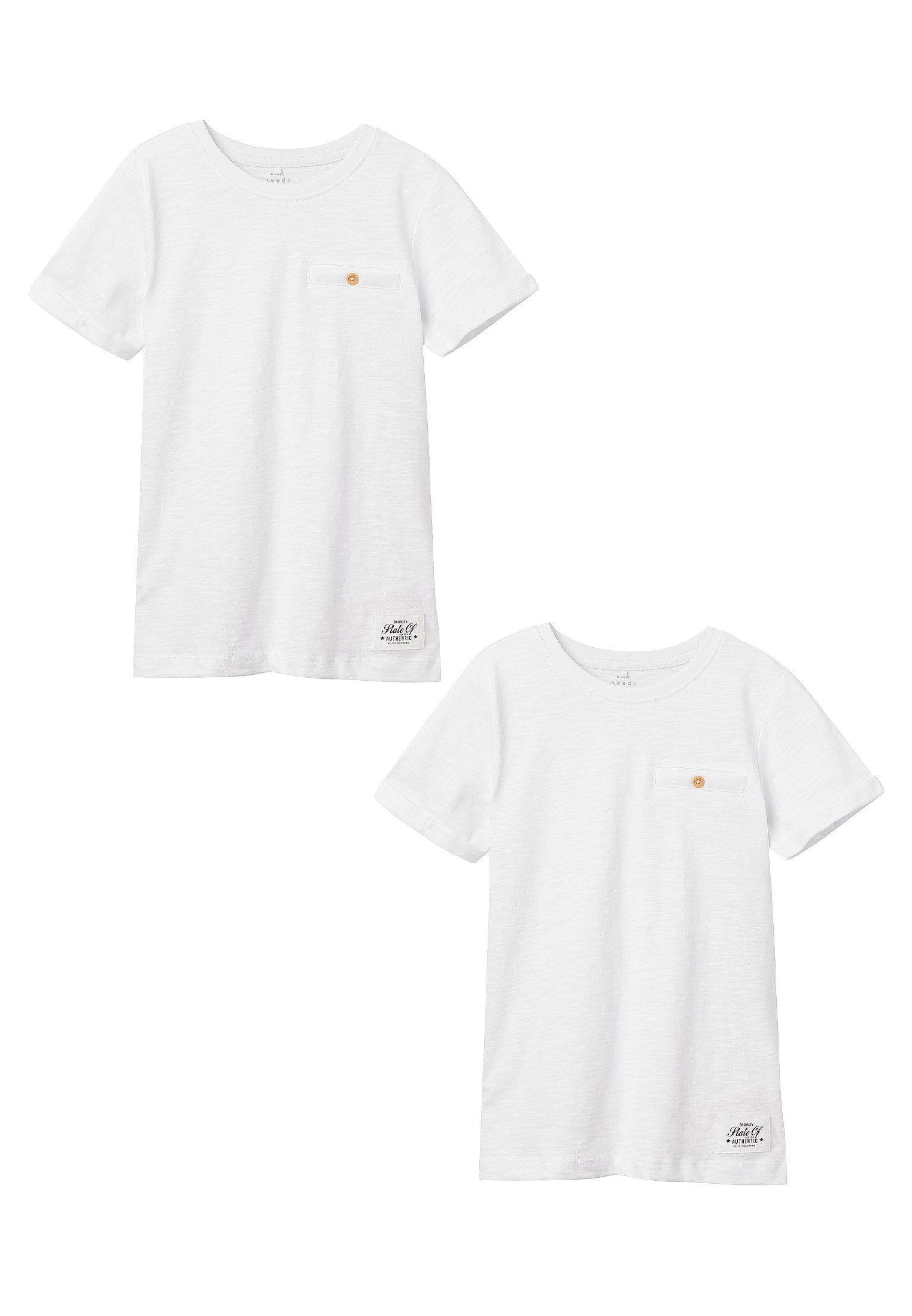 Name It T-Shirt 2er-Set Kurzarm Rundhals Knopf-Detail (2-tlg) NKMVINCENT SS TOP F NOOS