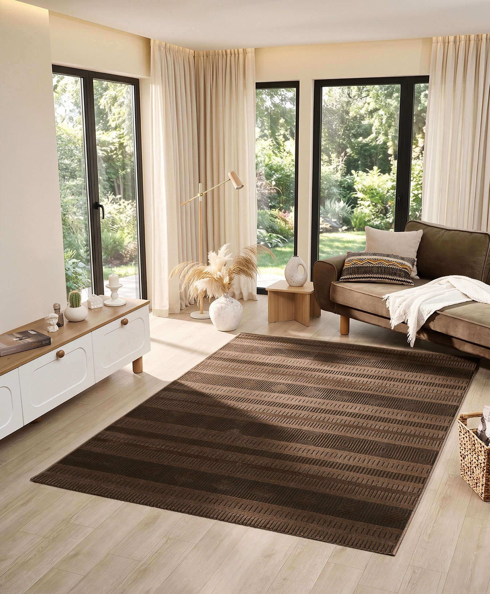 Vimoda Teppich Wohnzimmer COSTA, modern Designteppich 3D Effekt, Rechteckig, Höhe: 11 mm, premium Rechteck Muster hoch-tief Kurzflor weich, Boho Einfarbig