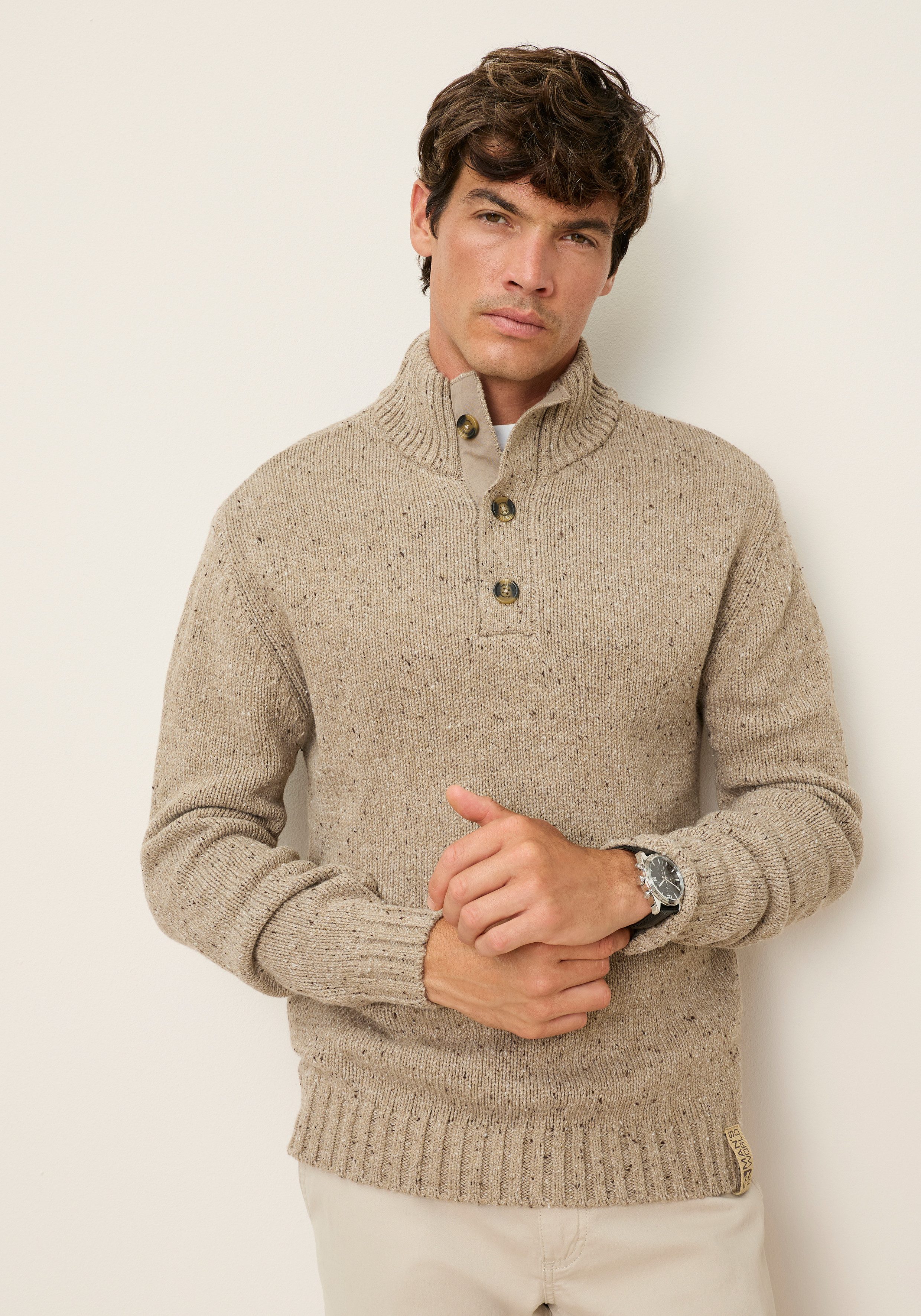 Man's World Troyer Neue Kollektion! Melange Garn mit farbigen Akzenten mit Langarm, aus Strick mit Baumwolle, Regular Fit. € 49,99, (€ 49,99 pro 1 Stk).