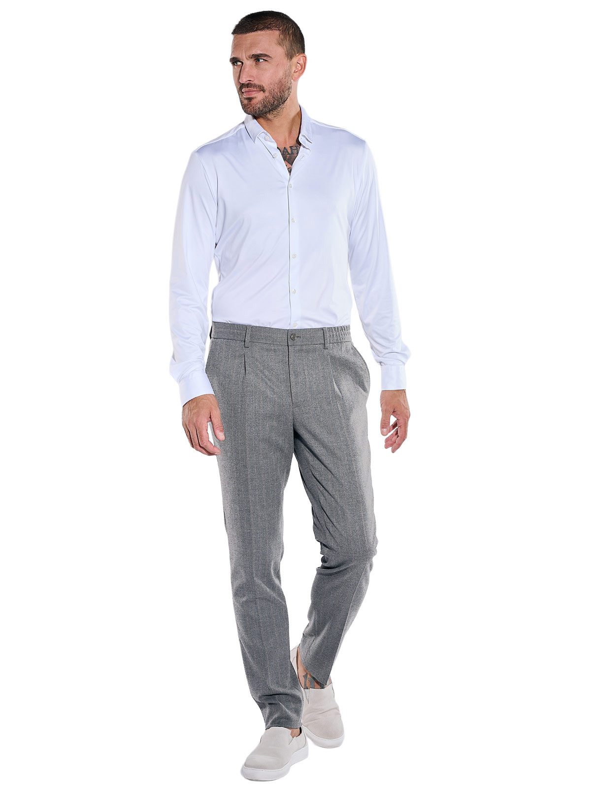 emilio adani Anzughose Herren Anzug-Hose mit Streifen-Muster, Dunkelgrau
