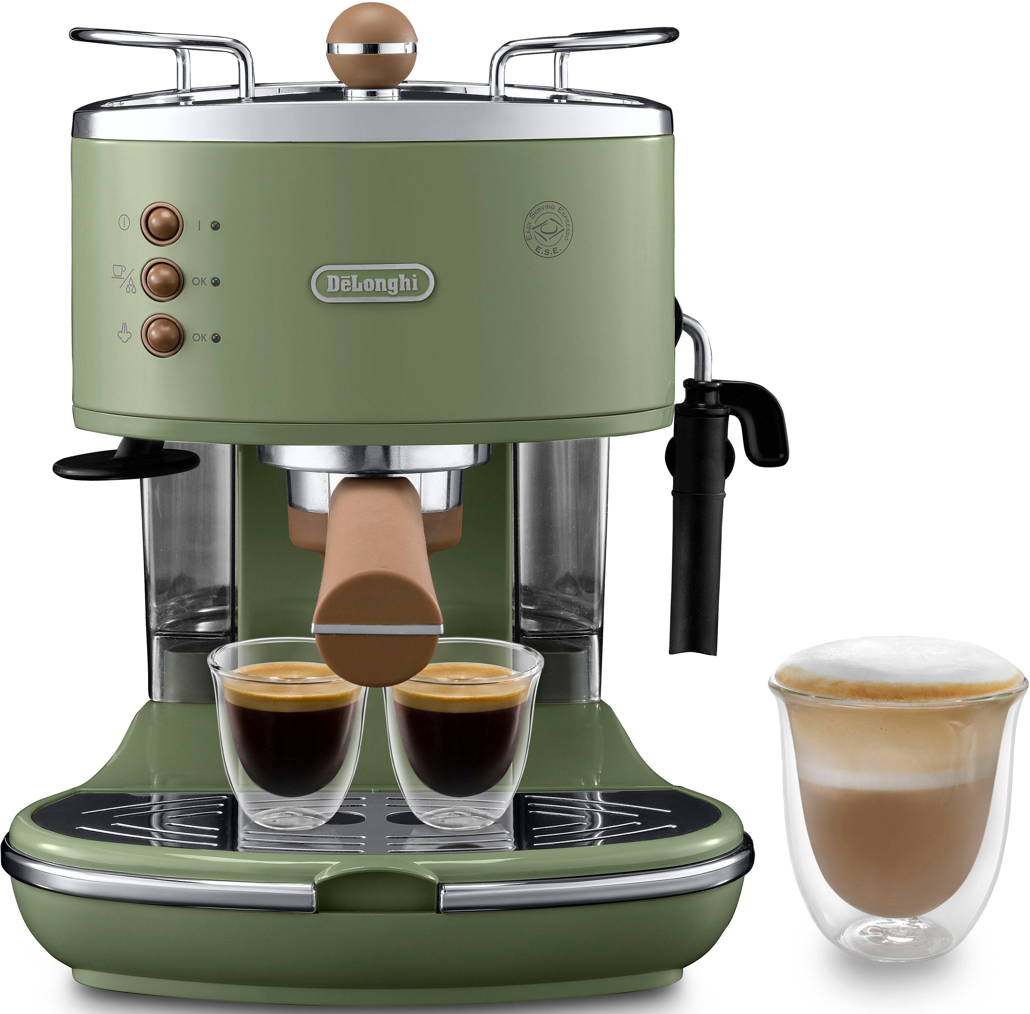 De'Longhi Espressomaschine Icona Vintage ECOV 311.GR, Siebträger, auch für Kaffeepads geeignet