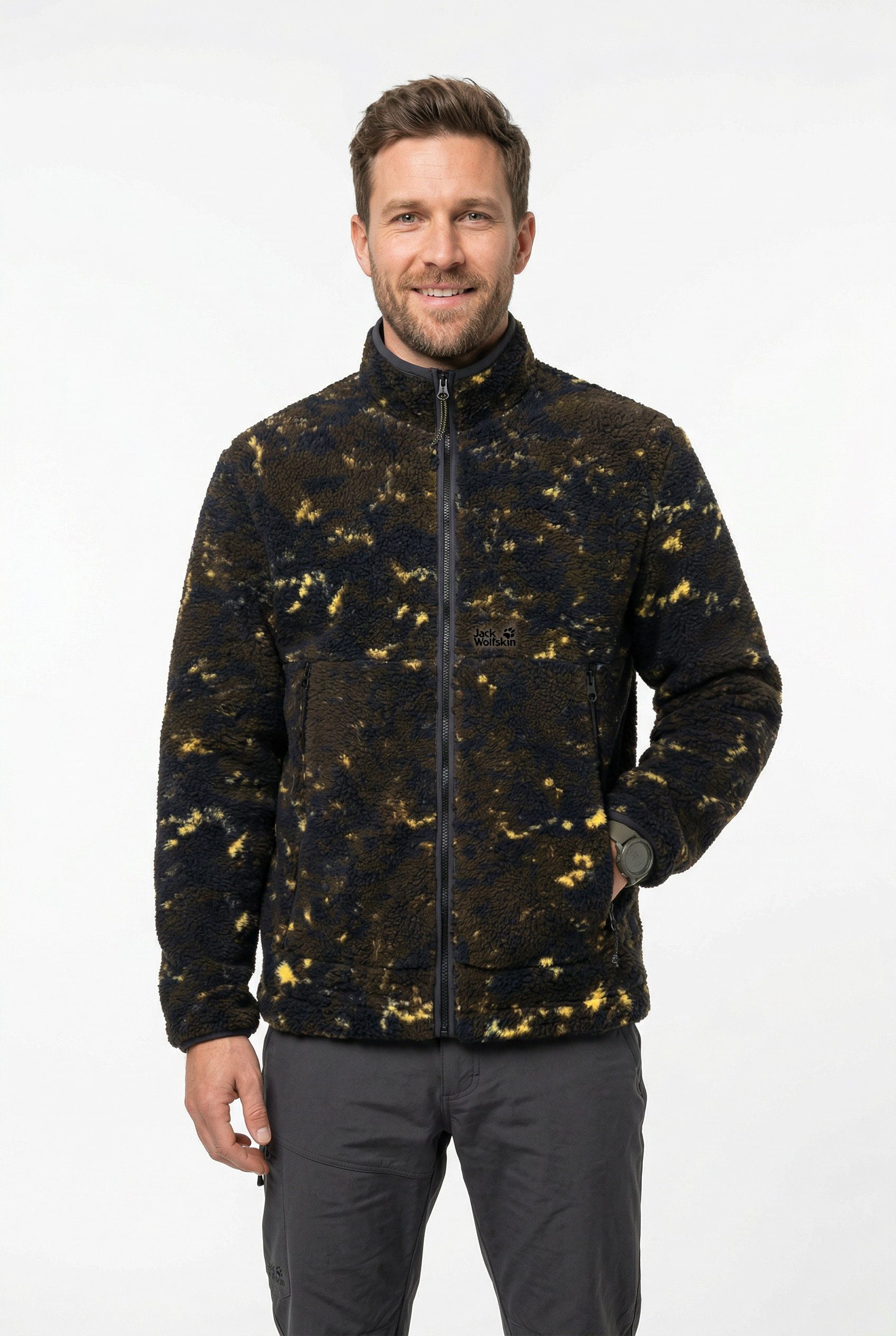 Jack Wolfskin Fleecejacke für Wandern und Trekking, mit zwei Eingrifftaschen, wärmend