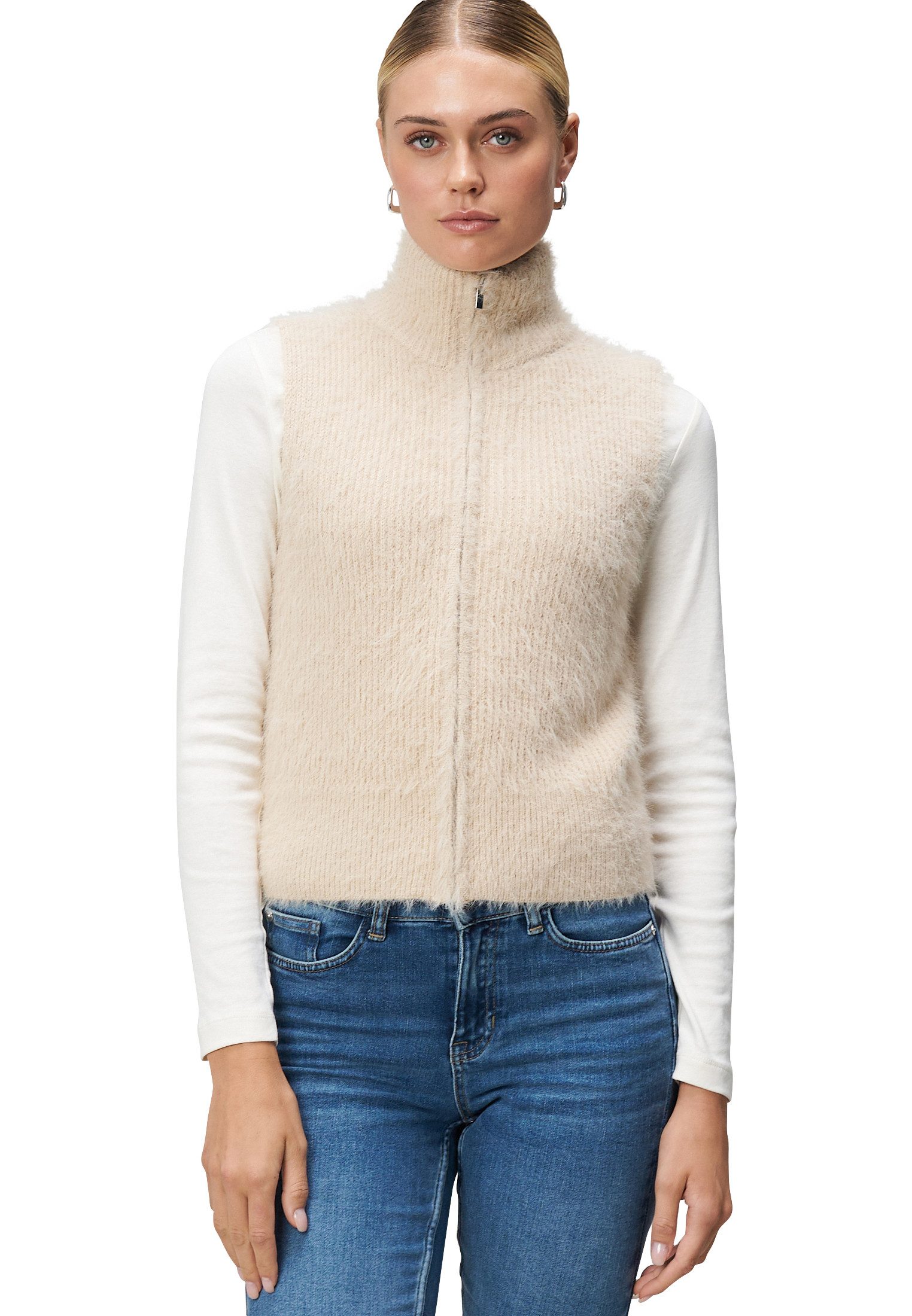 Strickjacke zero Damen Strickweste mit Reißverschluss