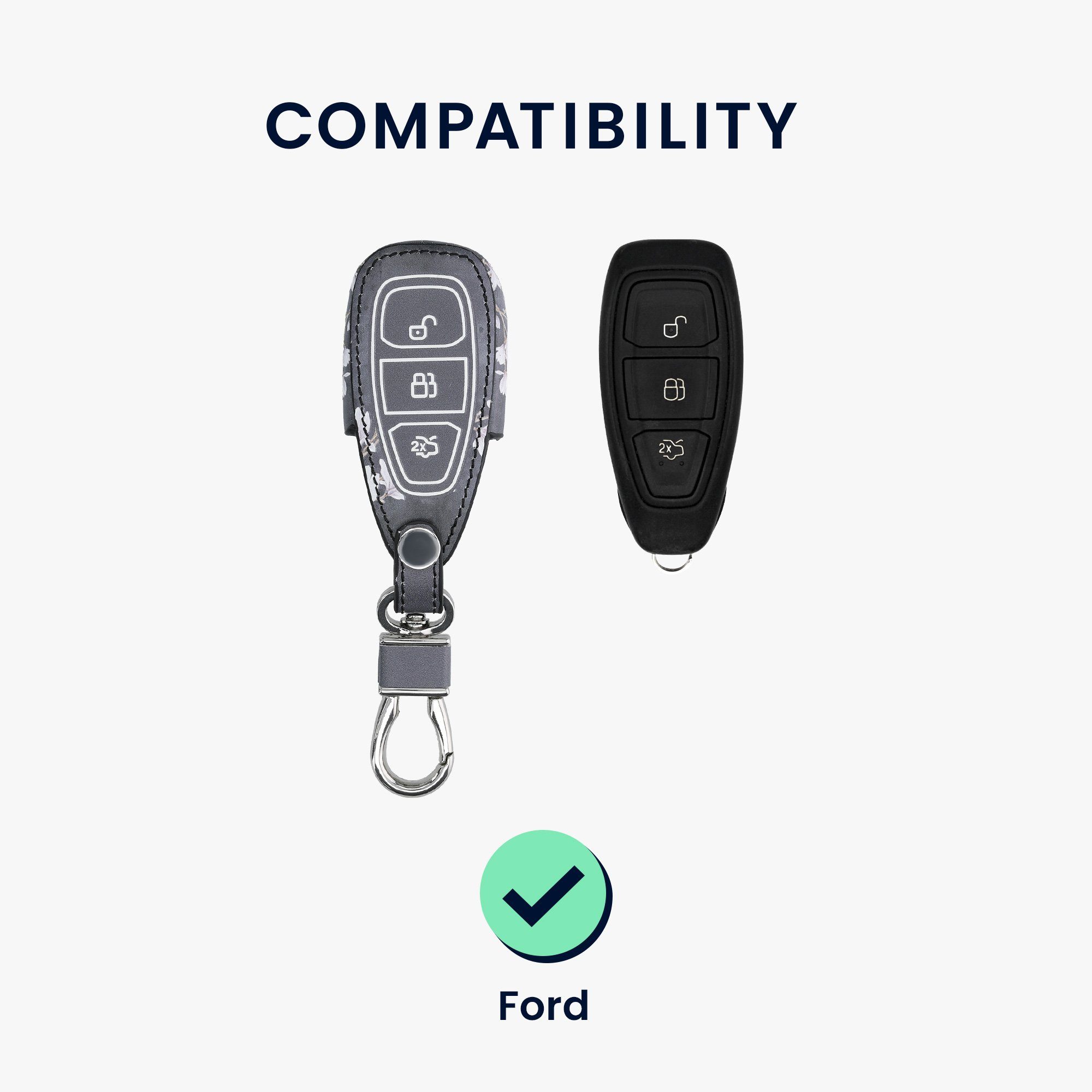 Schlüsseltasche Ford Kunstleder Cover kwmobile Taupe Hülle, für Ford Autoschlüssel Schutzhülle Schlüsselhülle