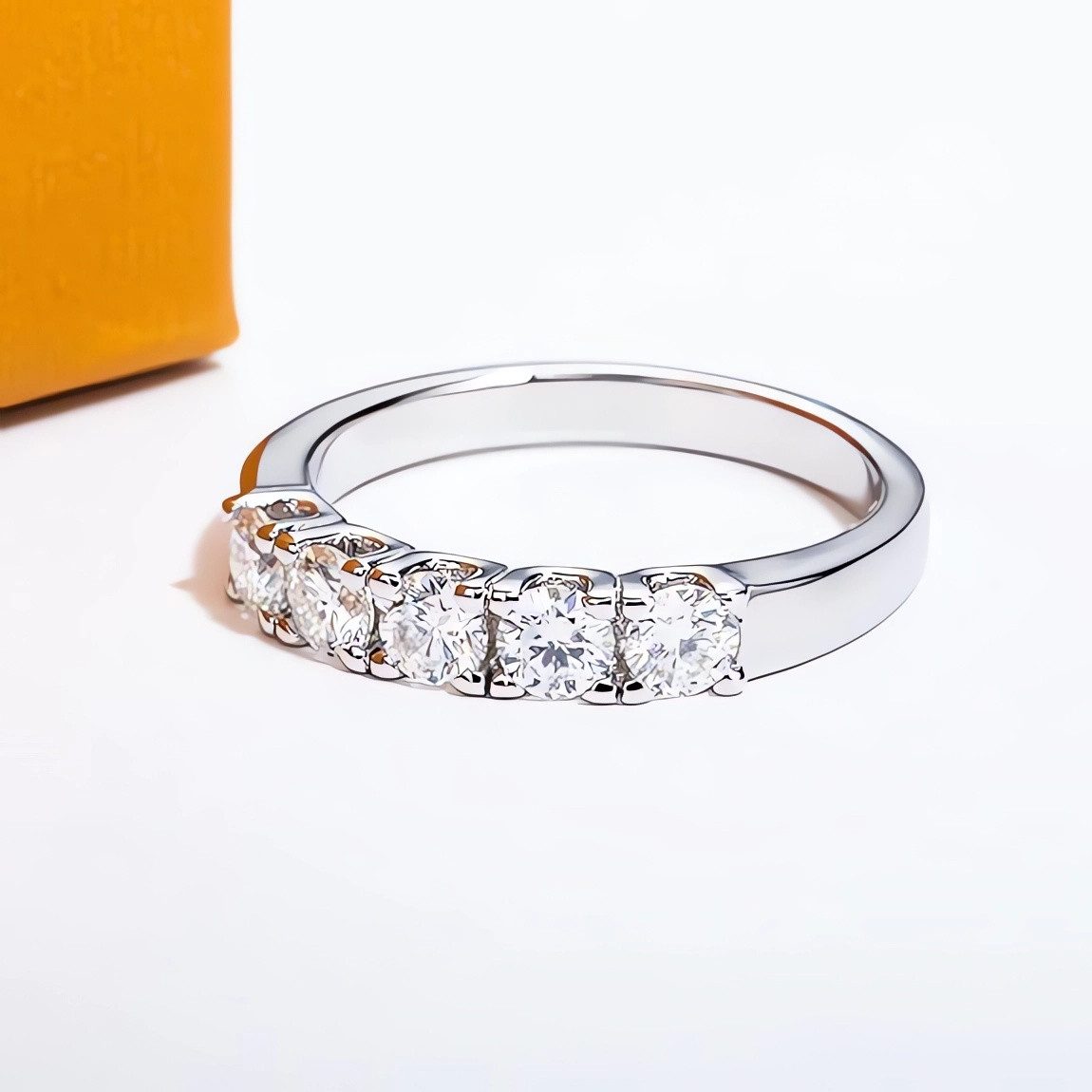 Jumpeak Diamantring D VVS1 14K Gold,Lab Grown Diamant Ring,Verlobungsringe Frau, Kommunion Geschenk,Hochzeitsband,Hochzeitsgeschenk,5 Diamanten