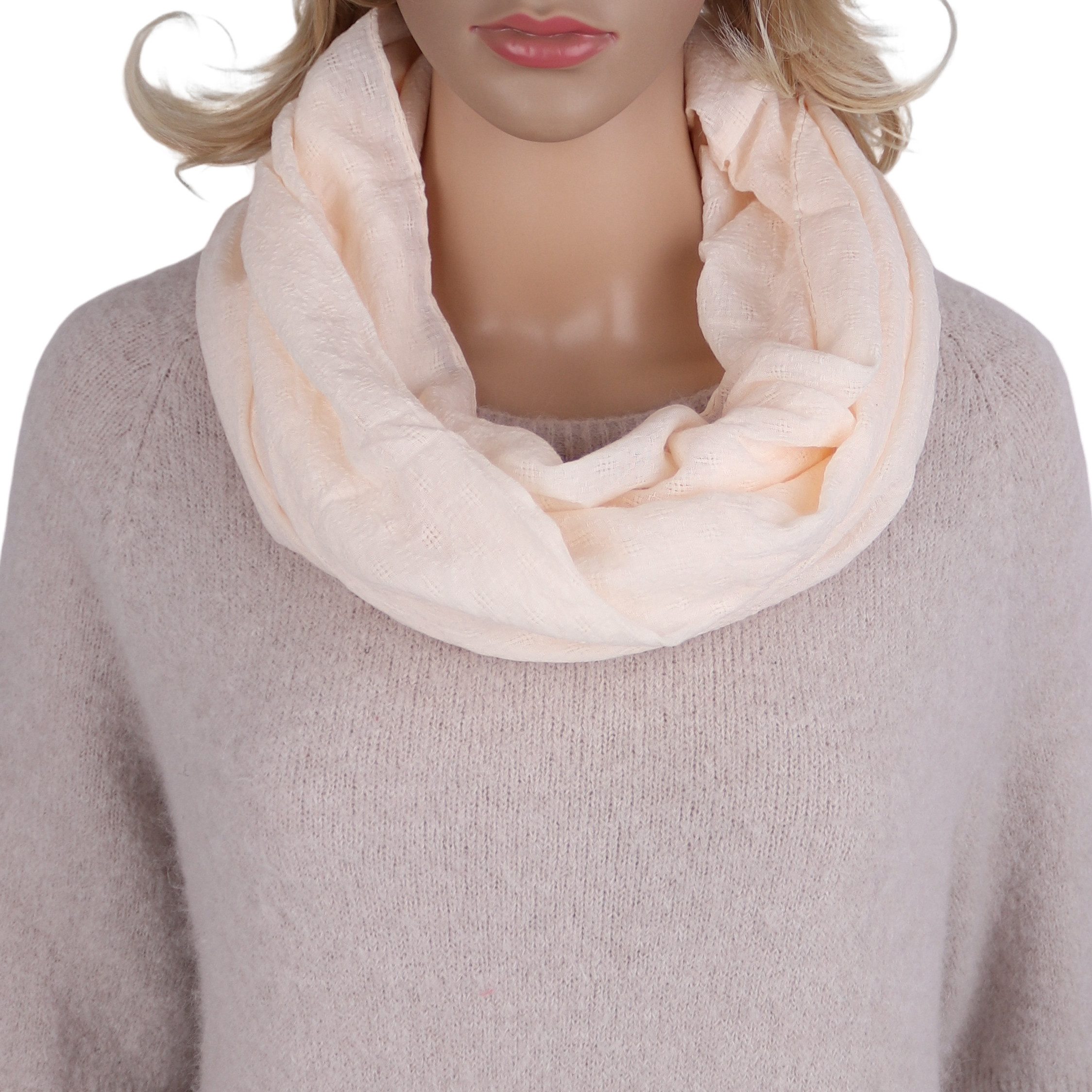 MIRROSI Loop Damen Schal Unifarbe mit Lochmuster Weich aus 100% ...