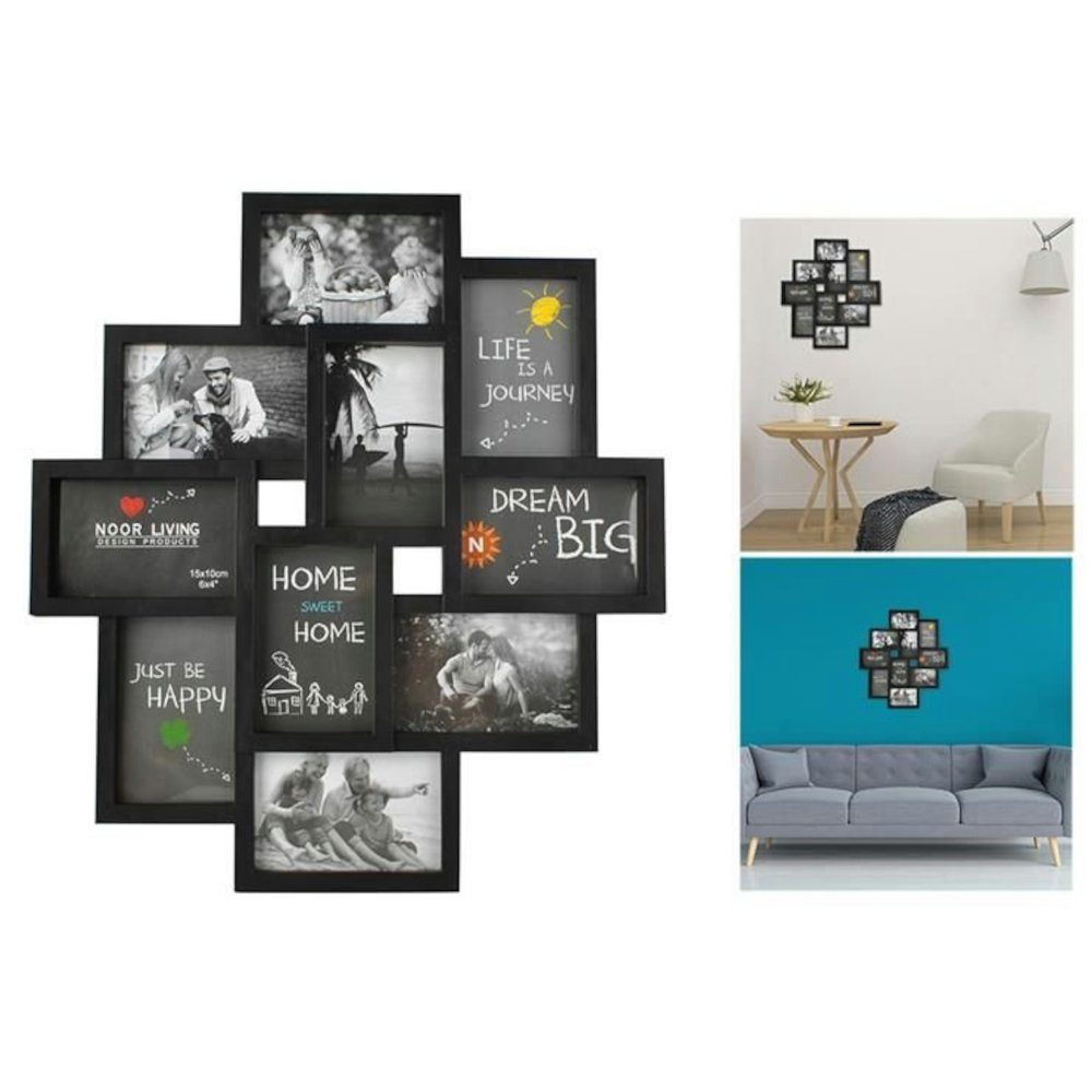 Ruhhy Bilderrahmen Collage Rahmen für 10 Fotos - schwarz, für 10 Bilder (Bilder Kunststoff 10x15 Familie, 1 St), schwarz, schwarz, Rahmen, 10 Bilder