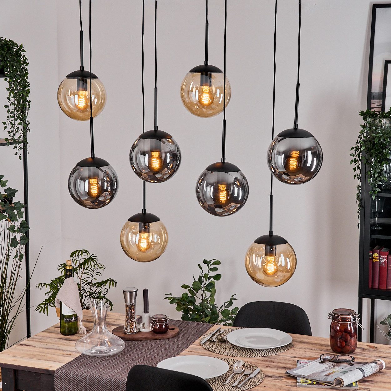 hofstein Hängeleuchte Hängelampe aus Metall/Glas in günstig online kaufen