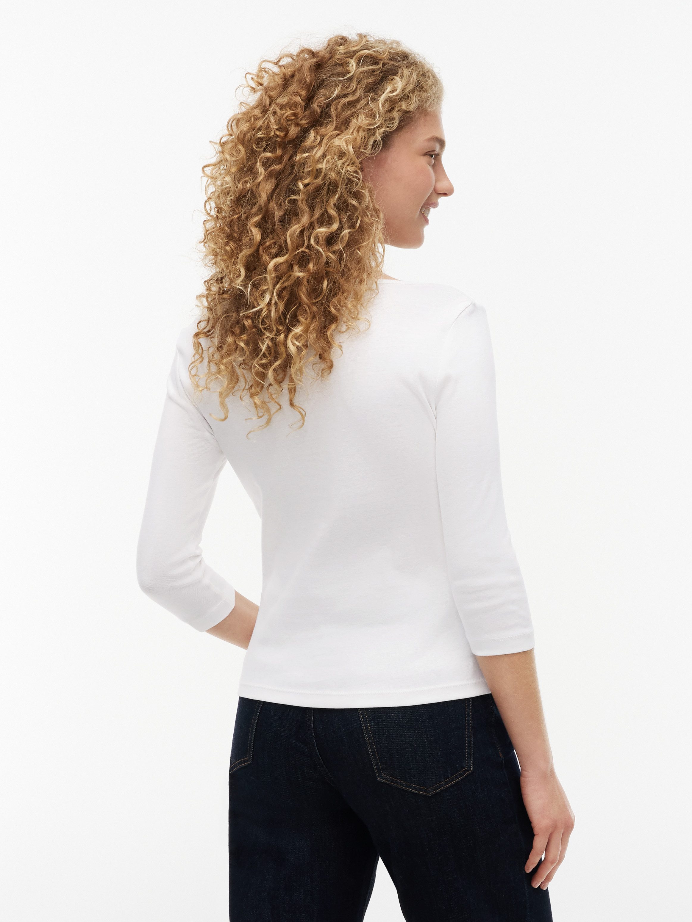Tommy Hilfiger 3/4-Arm-Shirt NEW CODY BOAT-NECK Baumwolle, U-Boot-Ausschnitt, Slim Fit