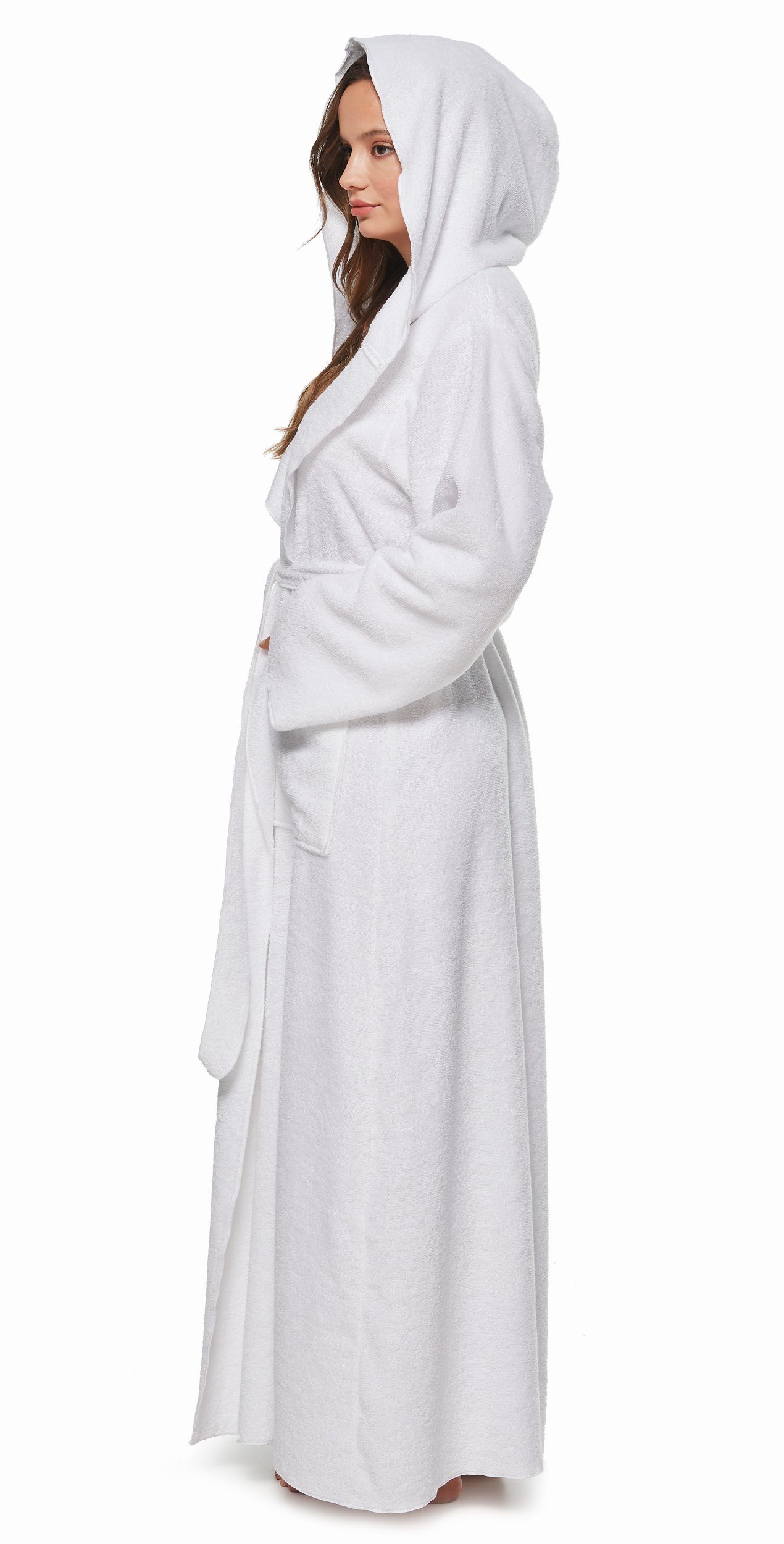 Arus Damenbademantel Angel, extra lang, mit Kapuze, ideal für Zuhause & Wel günstig online kaufen